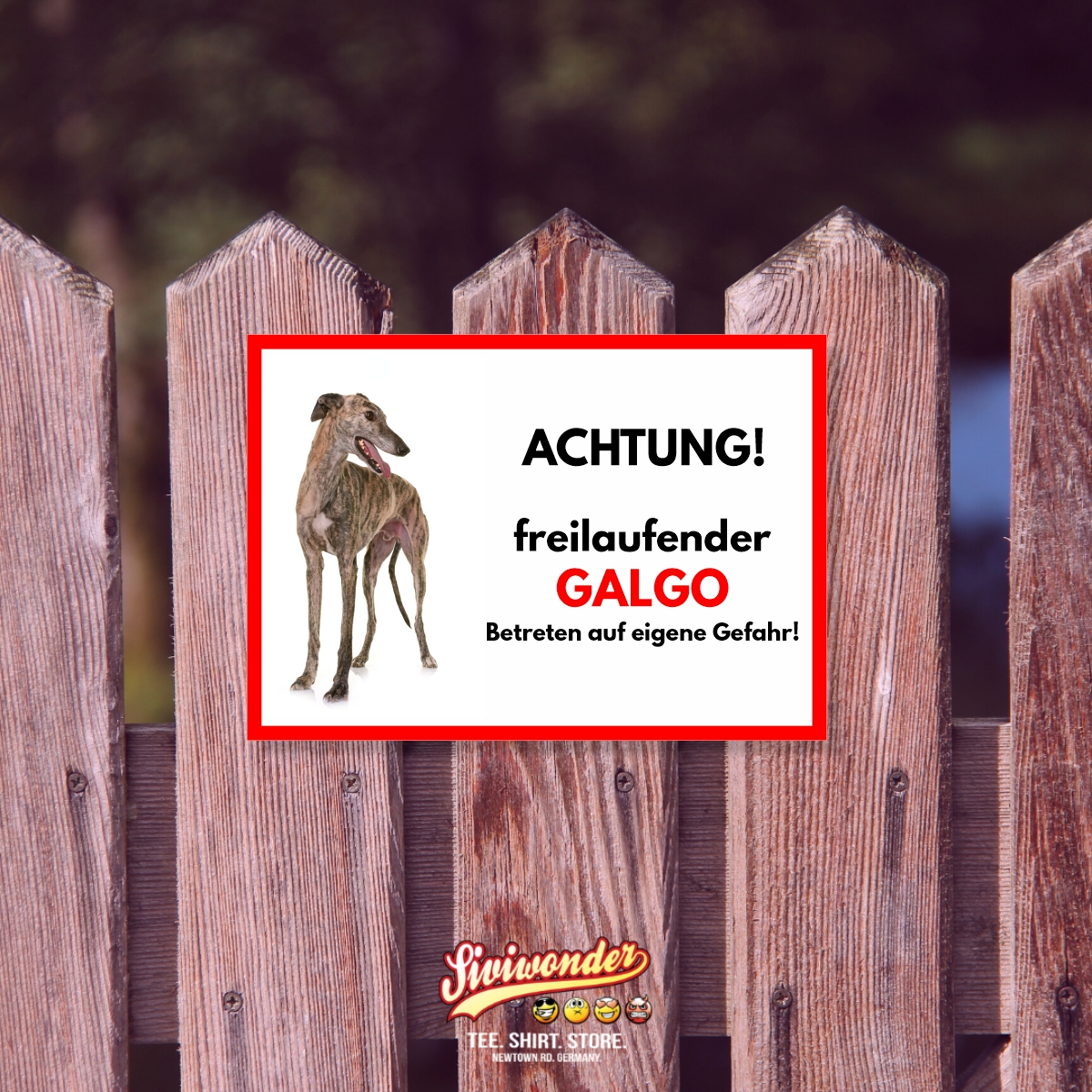 Galgo Freilaufender Hund Dog Schild Spruch Türschild Hundeschild Warnschild