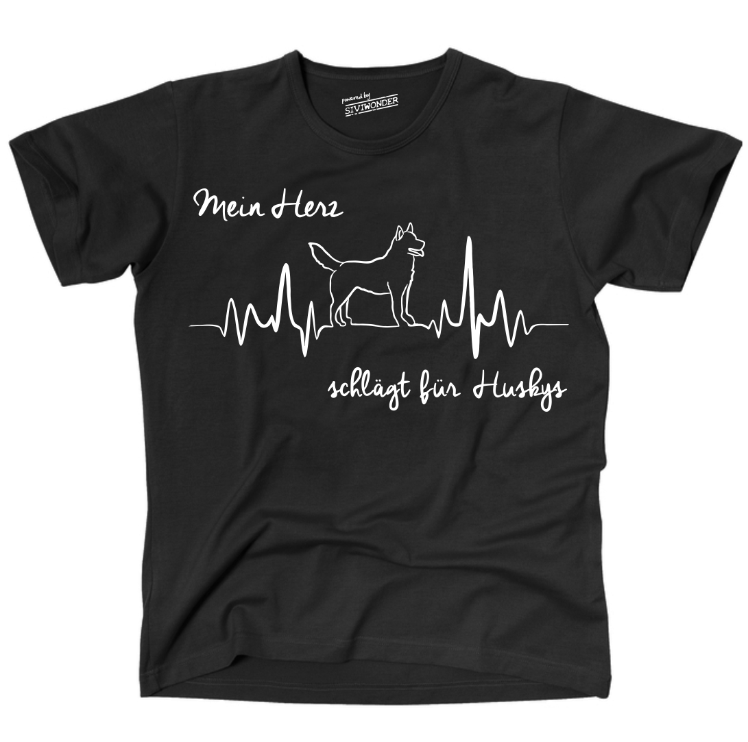 HUSKY Siberian Sibe UNISEX T-SHIRT HEARTBEAT EKG Hund Hundemotiv Herz Herzschlag