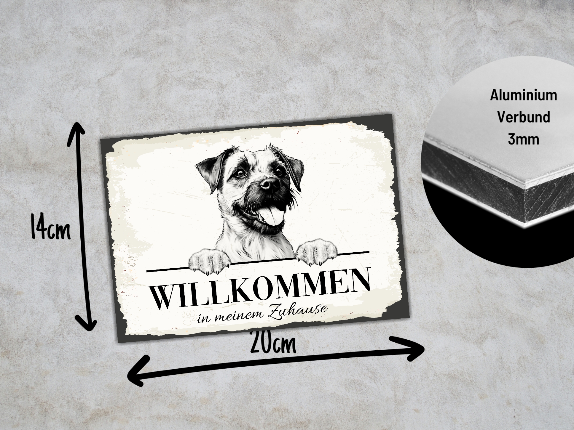 Hundeschild Willkommen Zuhause Border Terrier Schild Achtung Spruch