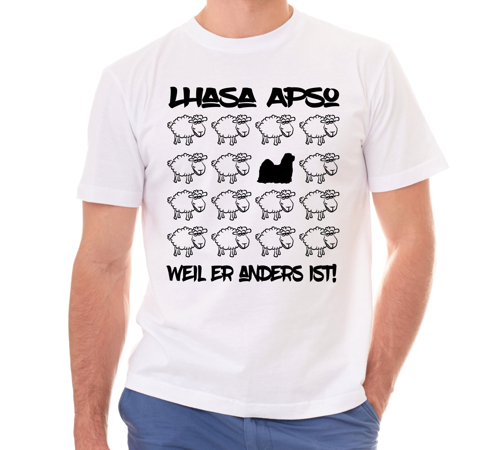 LHASA APSO  UNISEX T-SHIRT BLACK SHEEP by SIVIWONDER