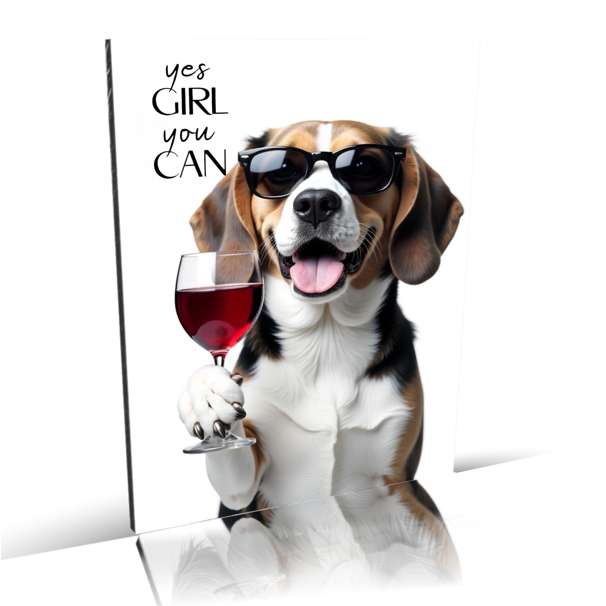 Schild Hund Beagle Artprint Wein Spruch Deko Wanddekor Geschenkidee Weinliebhaber Quotes
