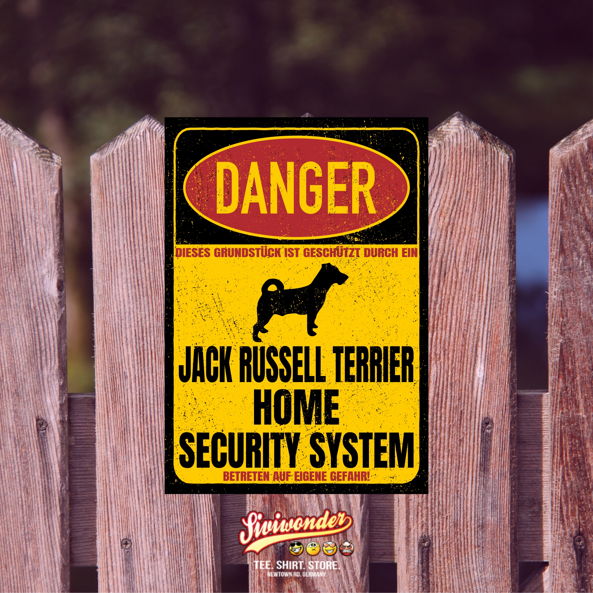 Jack Russell Terrier JRT Jacky Jackie Russel Dog Türschild Danger Security System Warnschild Hund Schilder Hundeschild