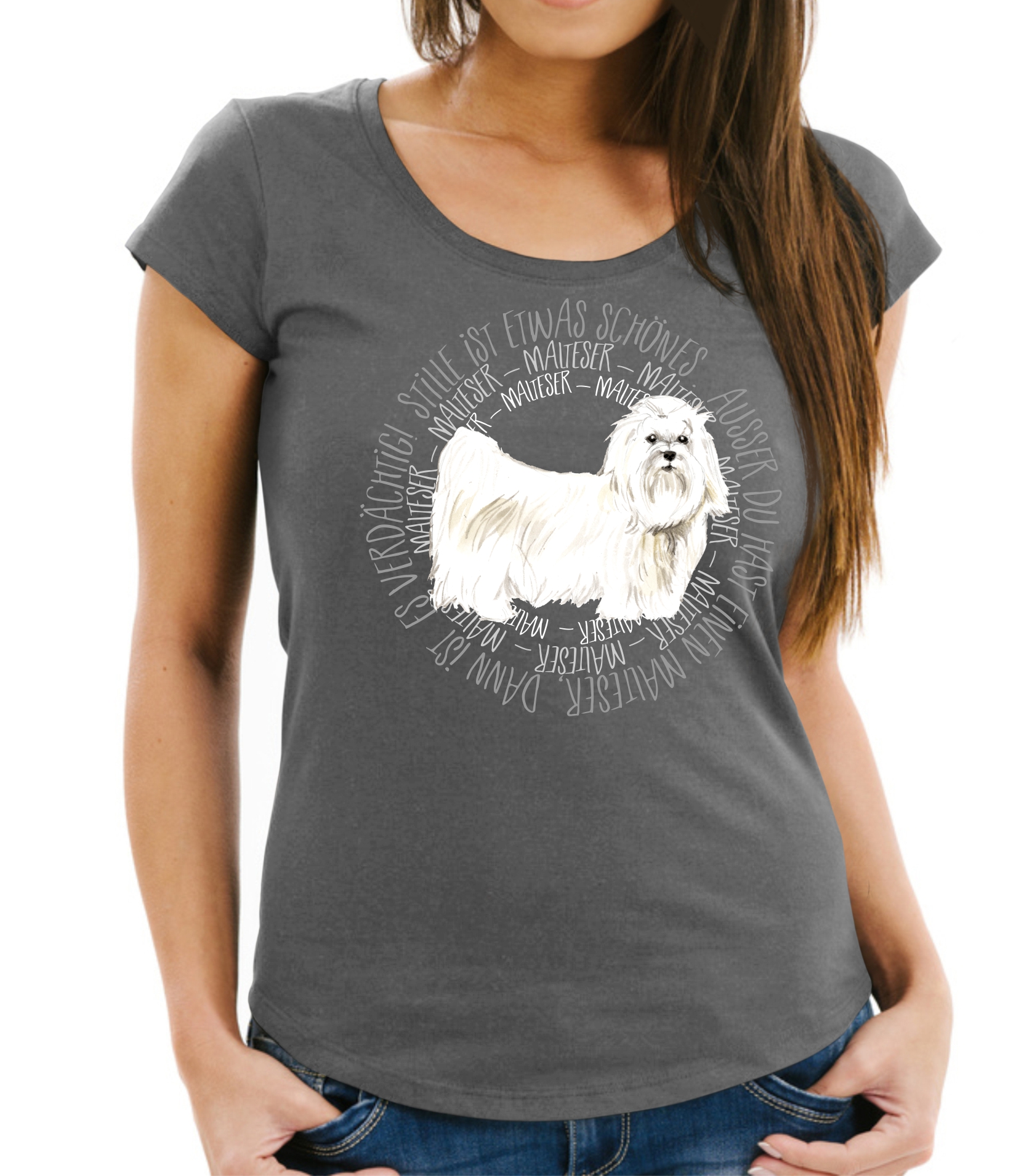 MALTESER DAMEN T-SHIRT CIRCLE Watercolor by SIVIWONDER
