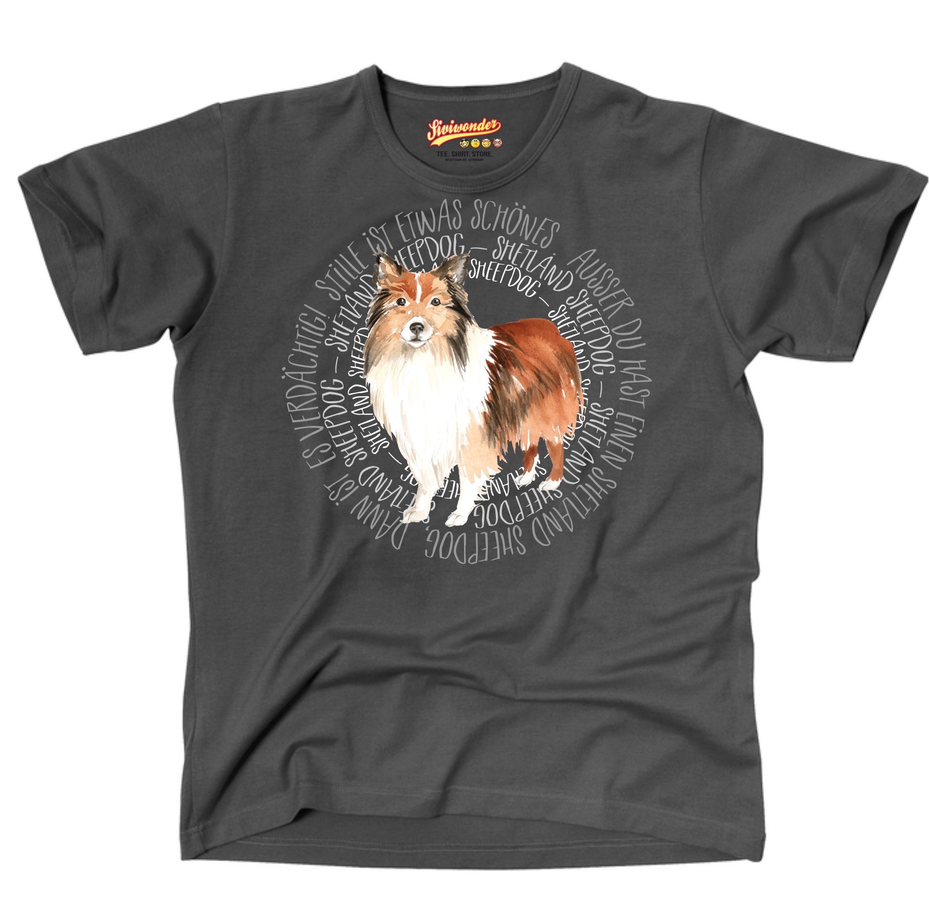 SHETLAND SHEEPDOG UNISEX T-SHIRT CIRCLE Watercolor by SIVIWONDER