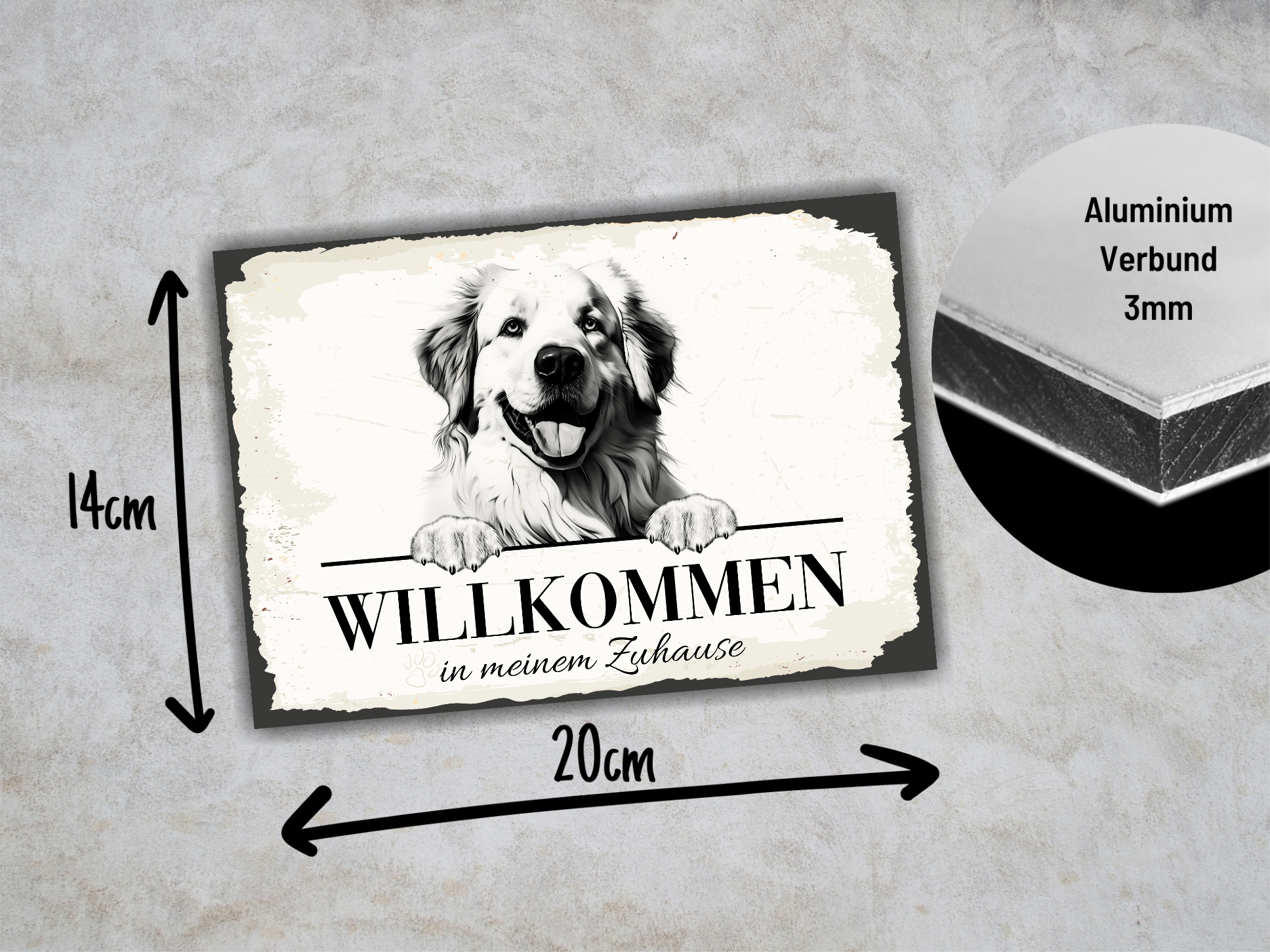 Hundeschild Willkommen Zuhause Pyrenäenberghund Schild Achtung Spruch