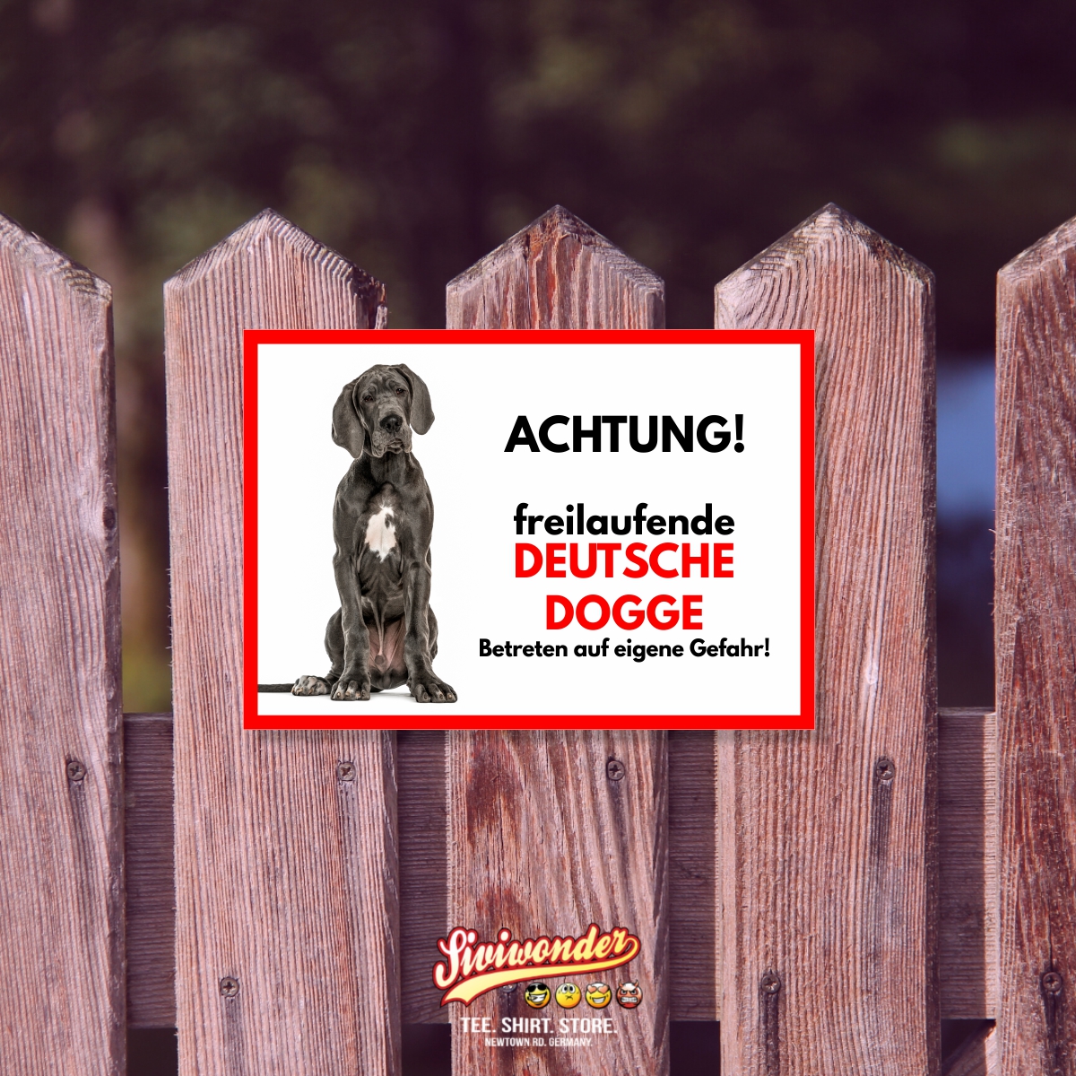 Deutsche Dogge Freilaufender Hund Dog Schild Spruch Türschild Hundeschild Warnschild