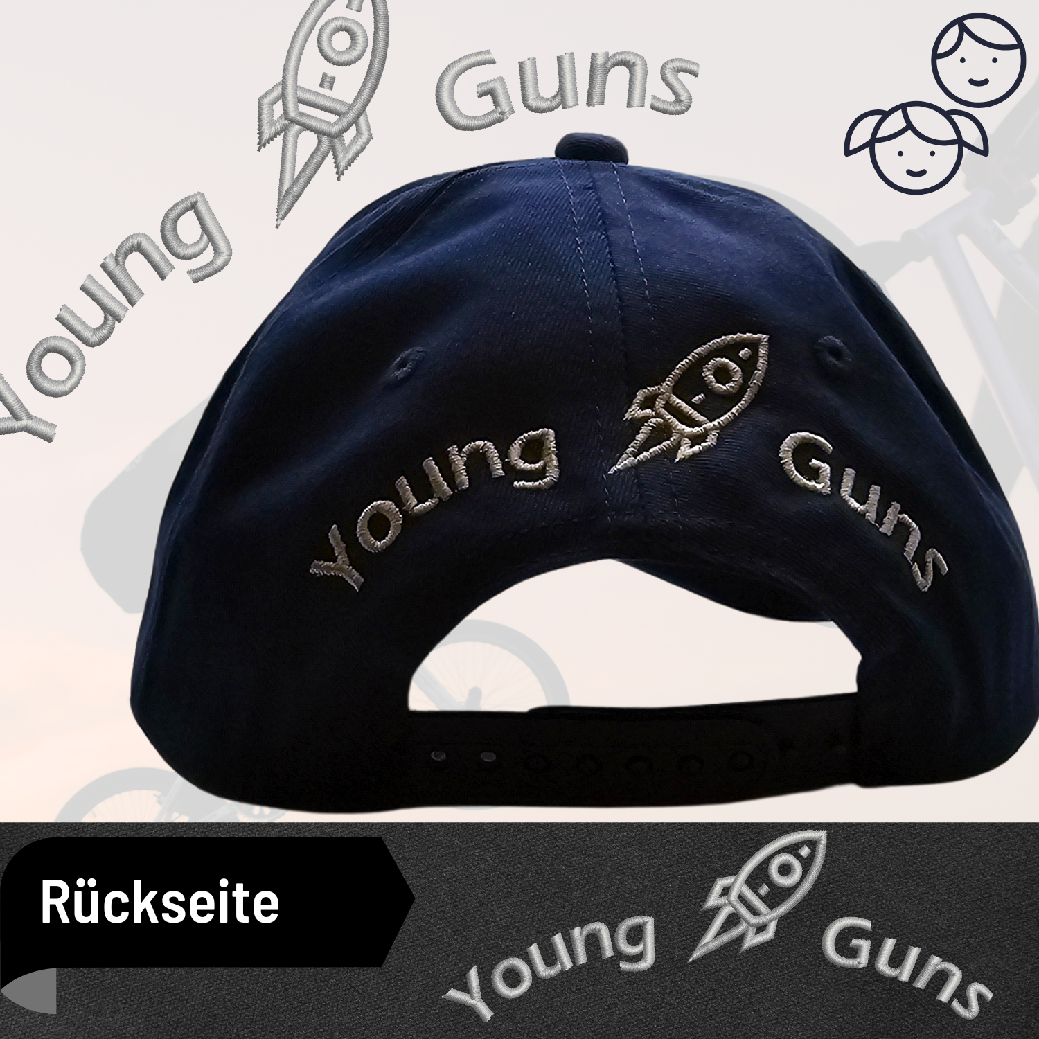 Shape and Ride Kinder Cap gebogener Schirm navy grau 3D Stickerei Kids