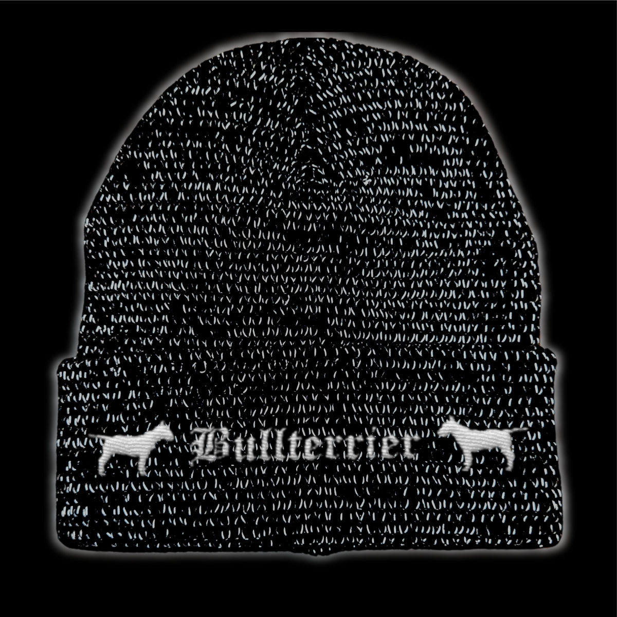 Bad Bullterrier reflektierende Mütze Stickerei Hund Winter Strickmütze reflex Beanie warm