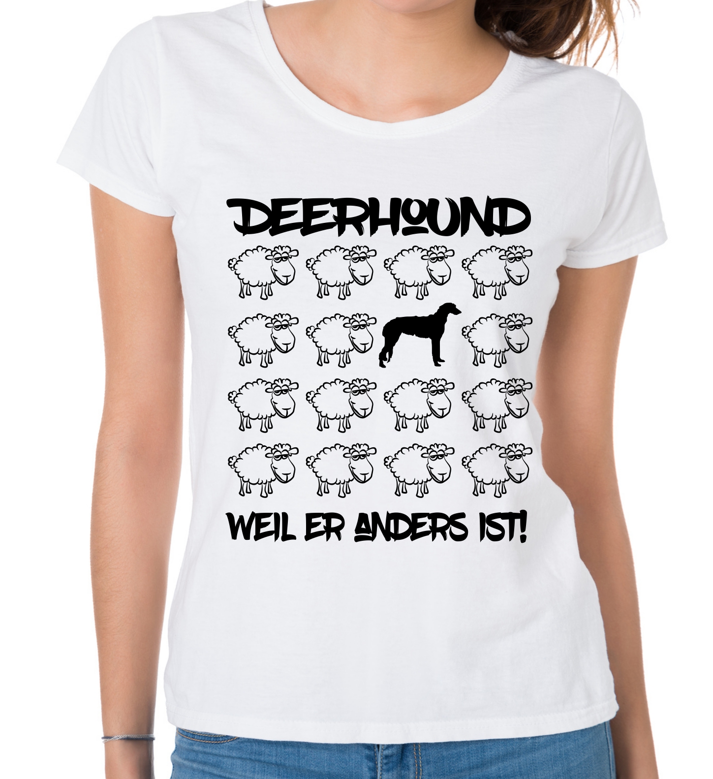 DEERHOUND DAMEN T-SHIRT BLACK SHEEP by SIVIWONDER
