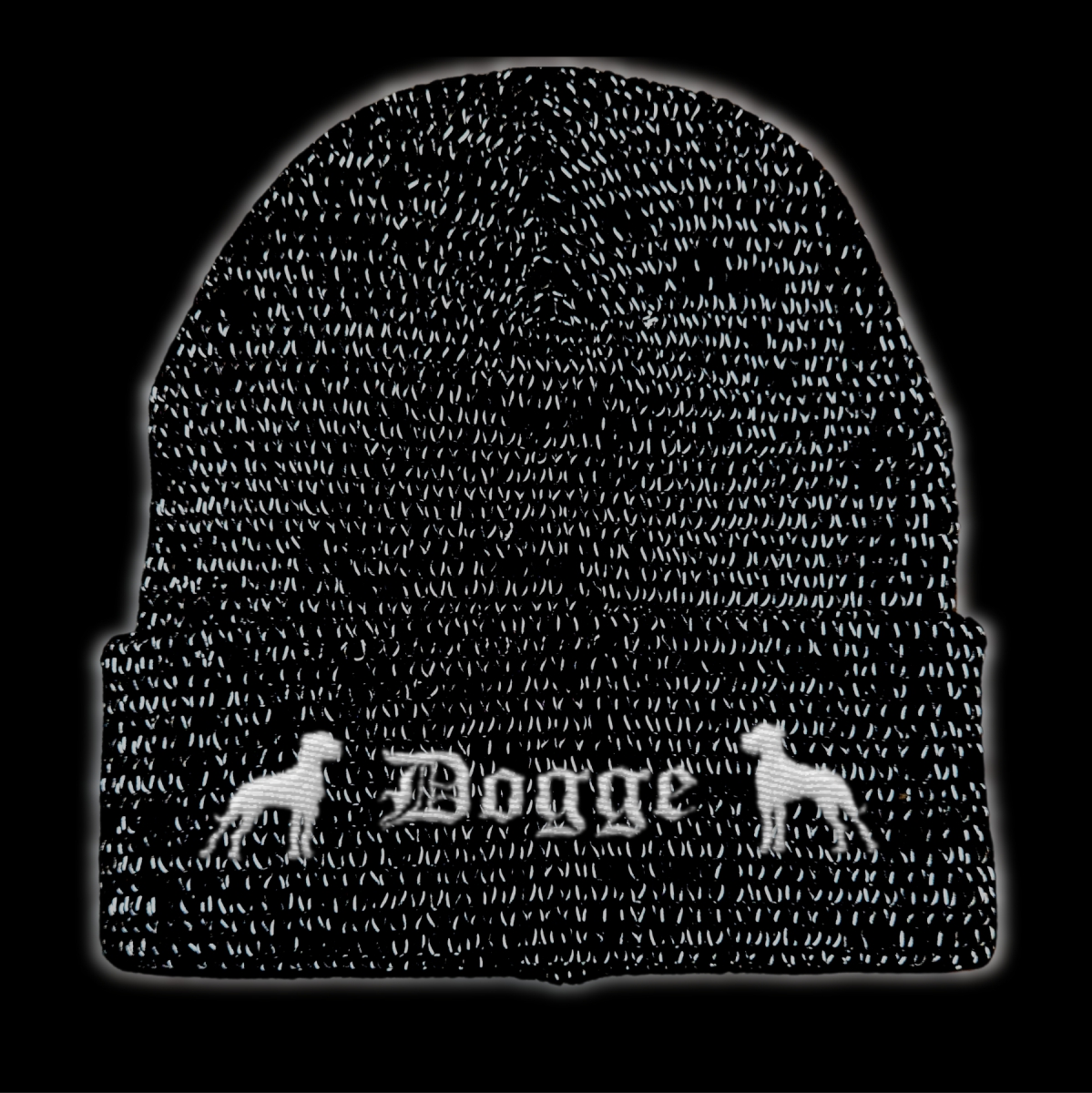 Bad Dogge reflektierende Mütze Stickerei Hund Winter Strickmütze reflex Beanie warm