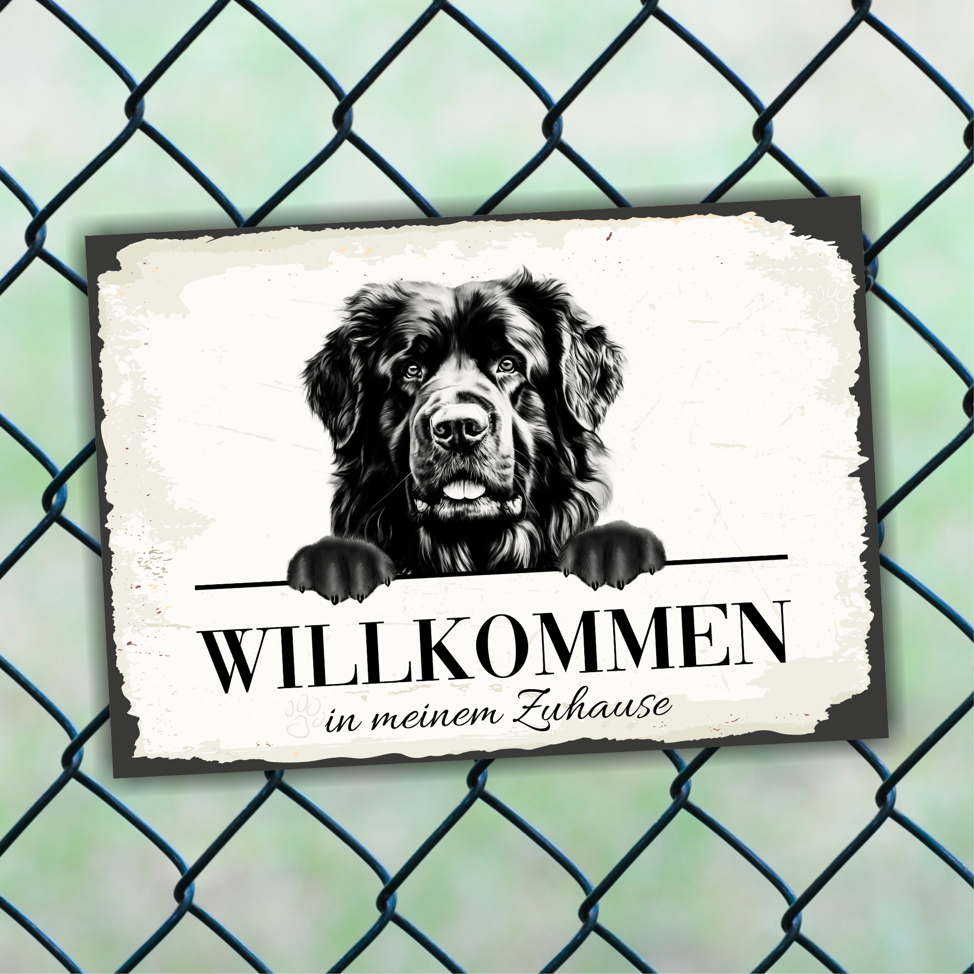 Hundeschild Willkommen Zuhause Neufundländer NeufiSchild Achtung Spruch