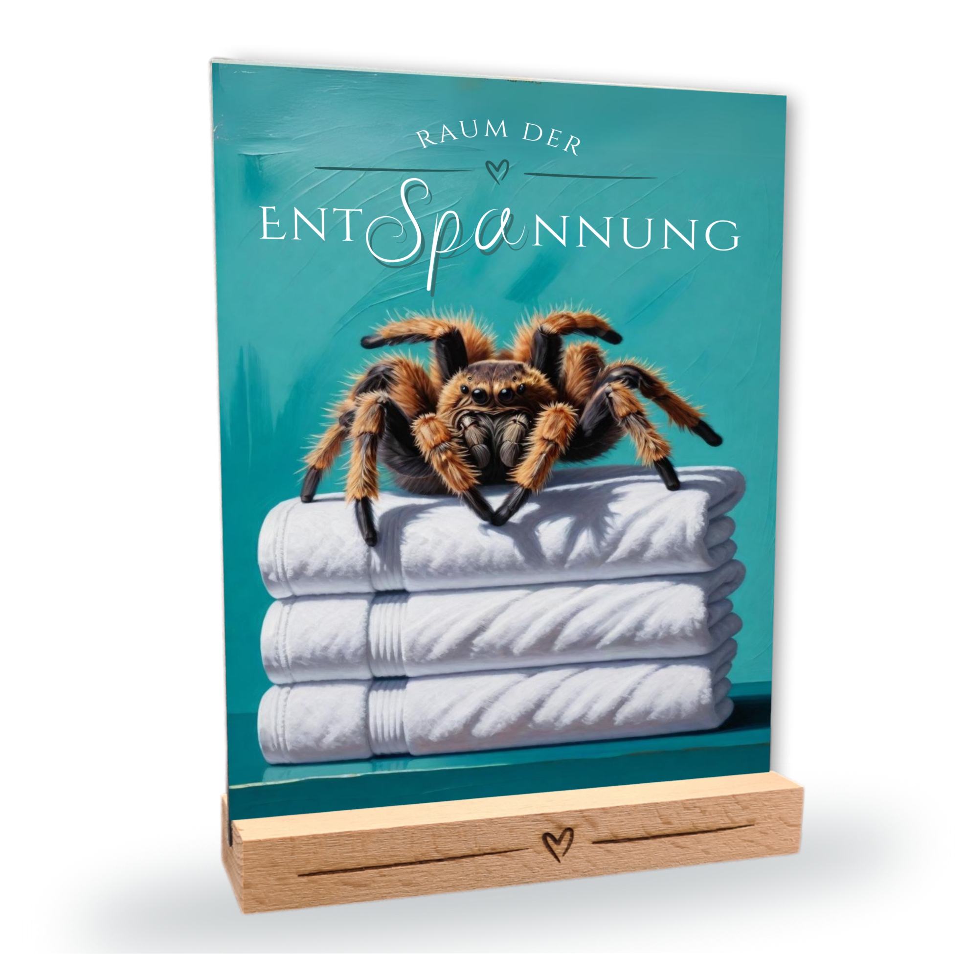 Spinne Vogelspinne  Schild Wellness Handtuch Entspannung  Schild Spruch