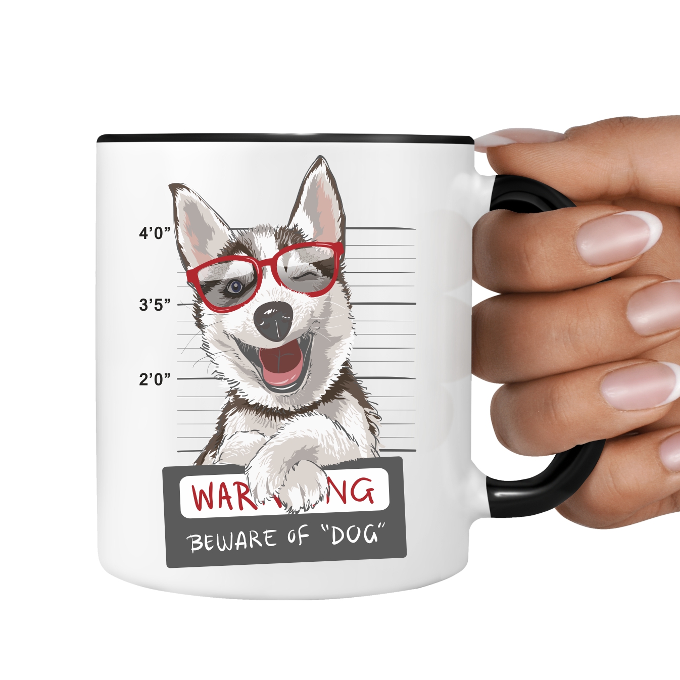 Siberian Husky Warning Police süße The Dog Tasse Kaffeebecher happy Design