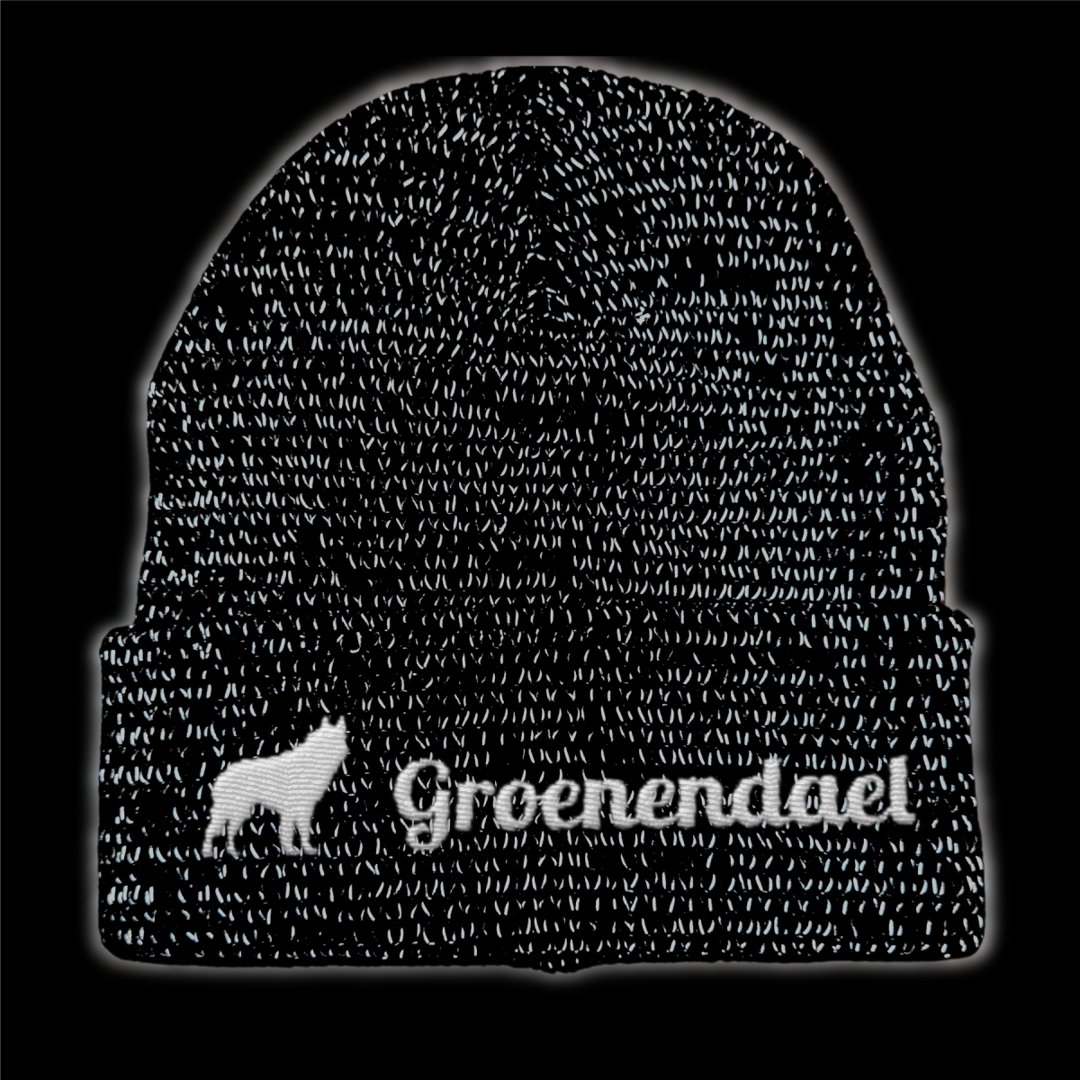 Groenendael reflektierende Mütze Stickerei Hund Winter Strickmütze reflex Beanie warm