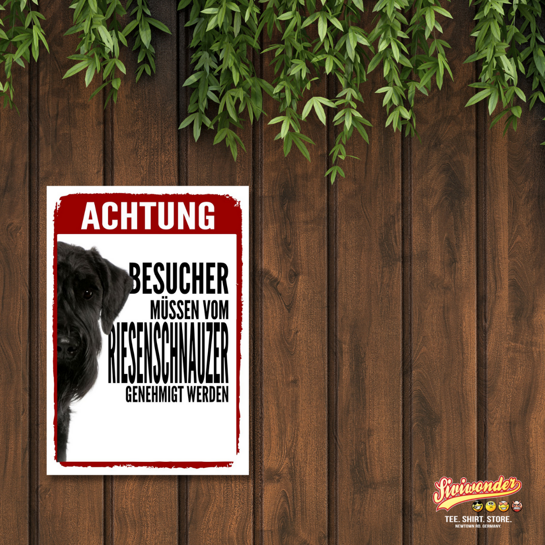 Riesenschnauzer Genehmigung Dog Schild Spruch Türschild Hundeschild Warnschild