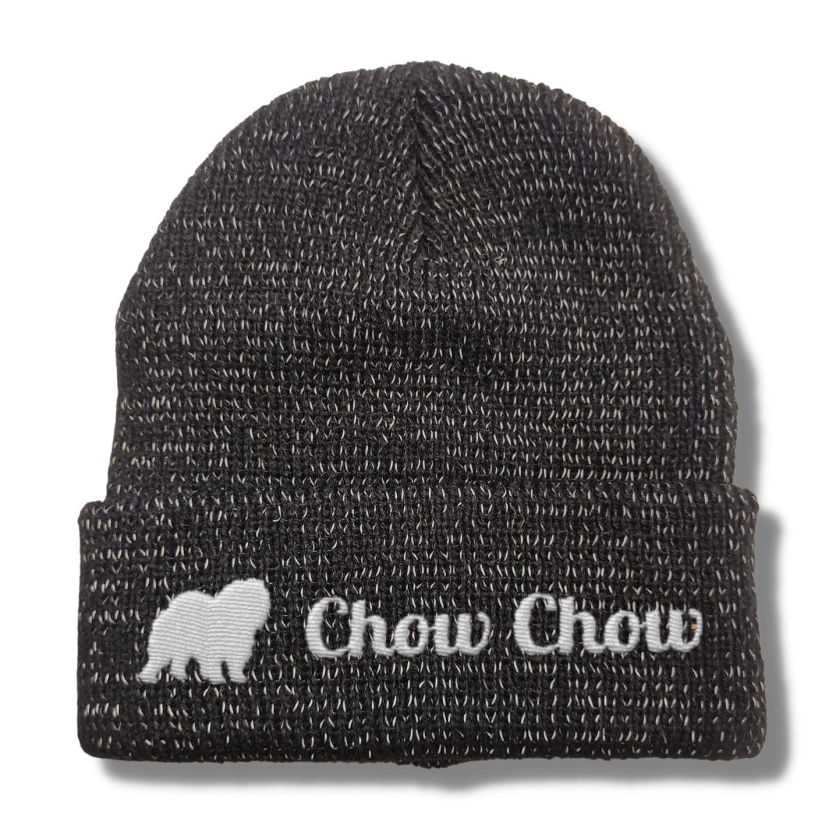 Chow Chow reflektierende Mütze Stickerei Hund Winter Strickmütze reflex Beanie warm