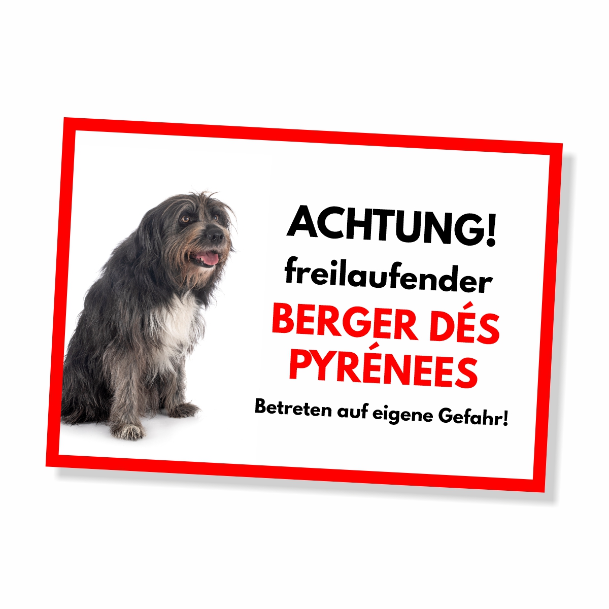 Berger Des Pyrenees Freilaufender Hund Dog Schild Spruch Türschild Hundeschild Warnschild