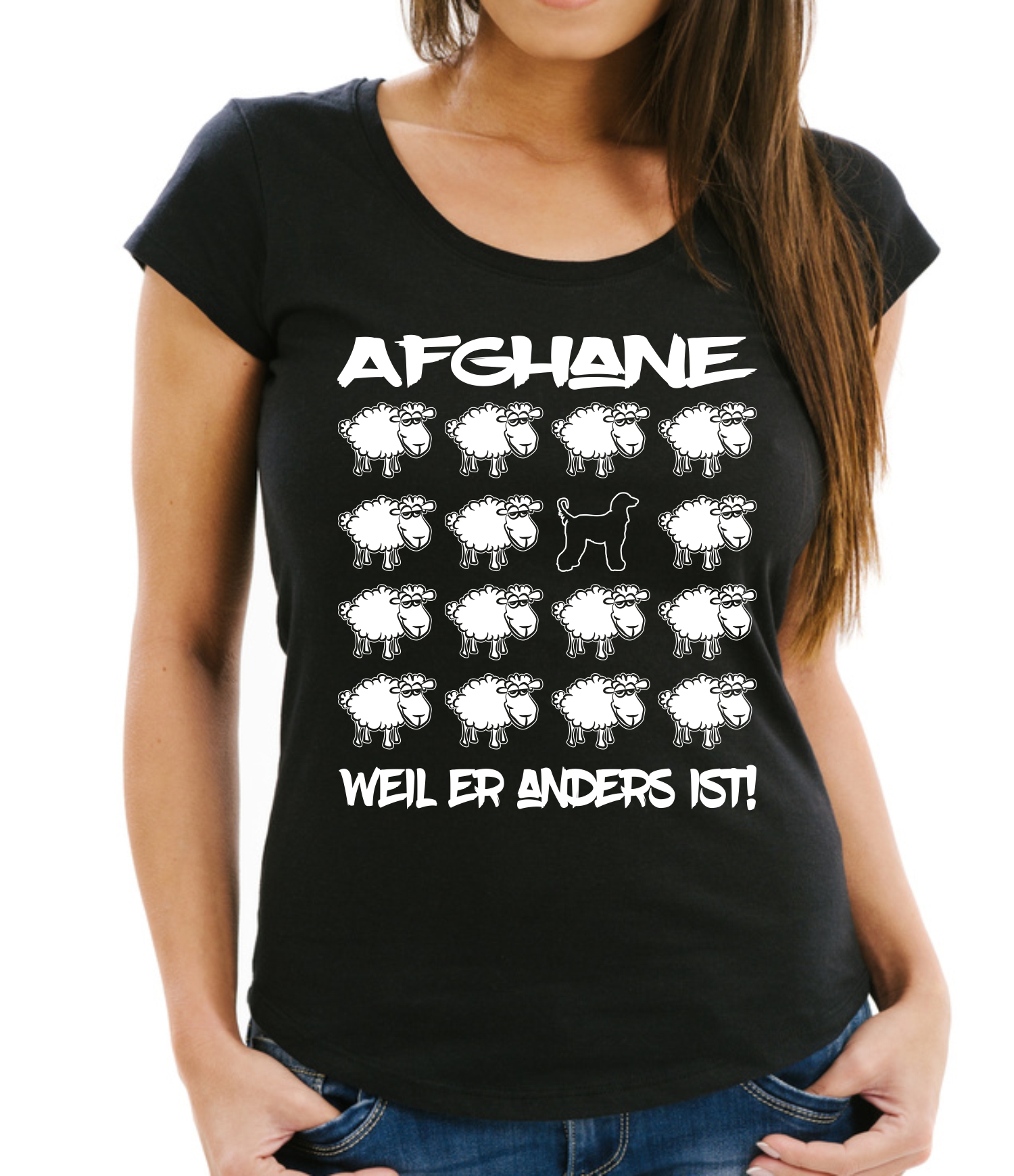 AFGHANE DAMEN T-SHIRT BLACK SHEEP by SIVIWONDER