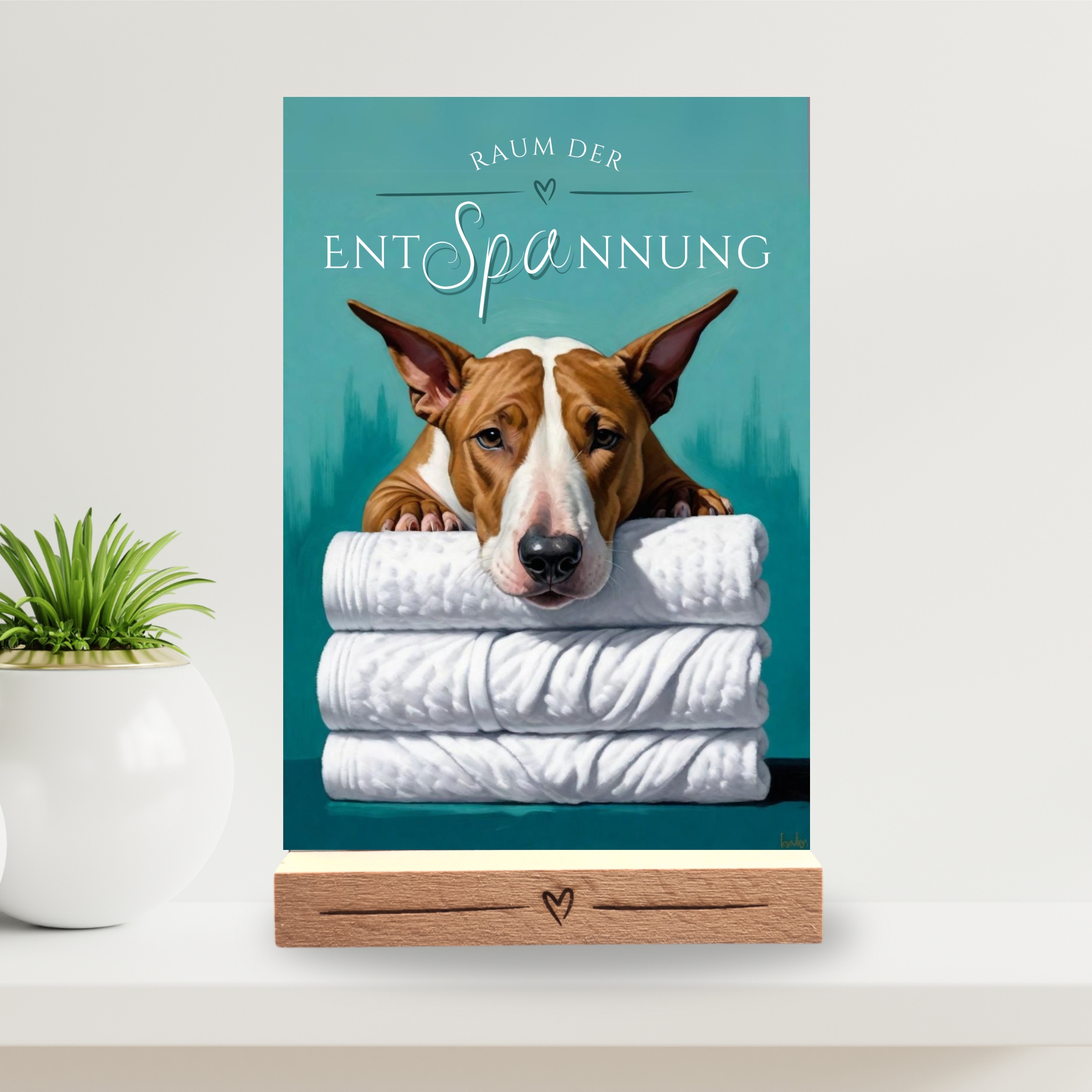 Hundeschild Deko Badezimmer Wellness Bullterrier Bully Schild Spruch