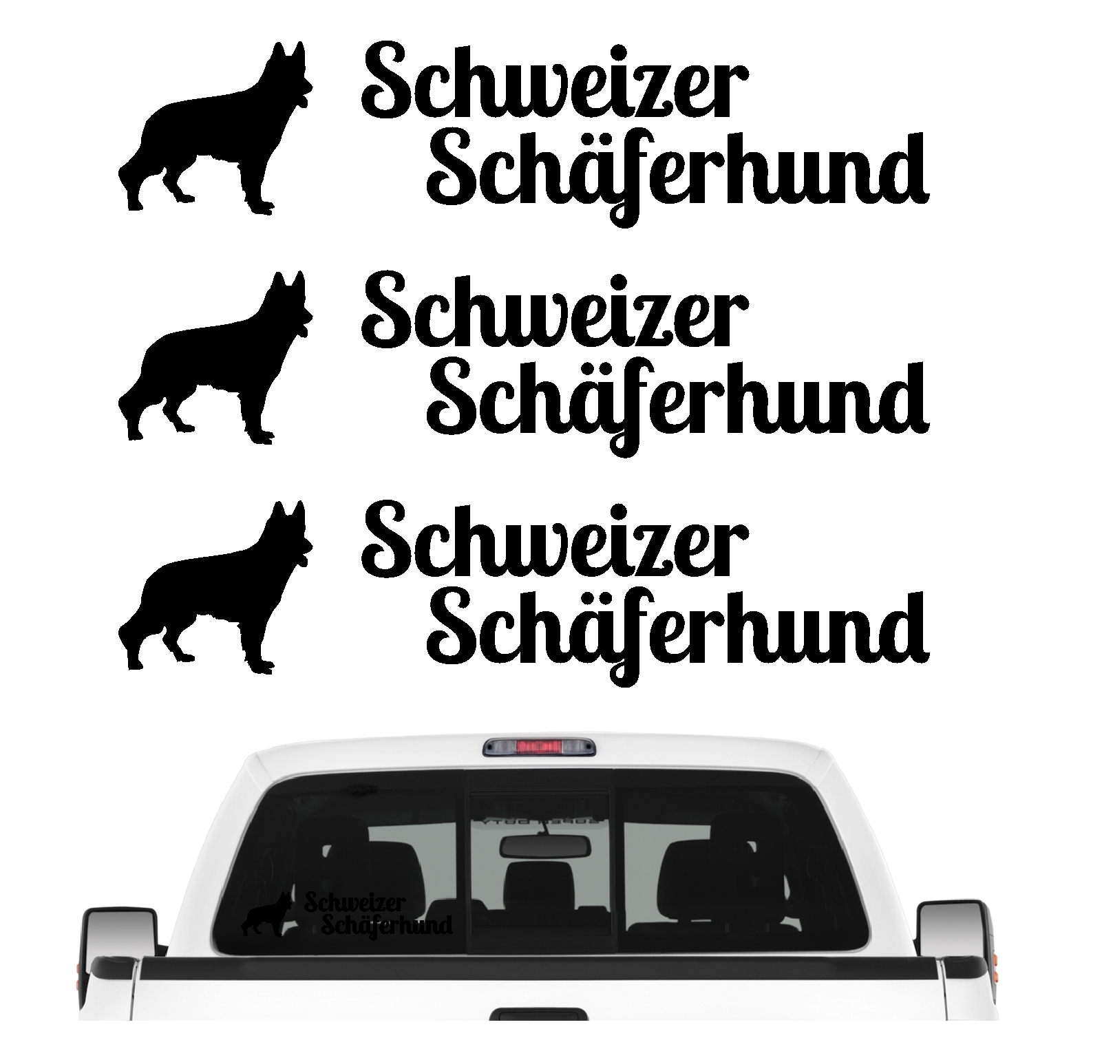Schweizer Schäferhund weißer Berger Blanc Suisse 3er Set  AUTOAUFKLEBER Aufkleber Hunde Hundemotiv by SIVIWONDER