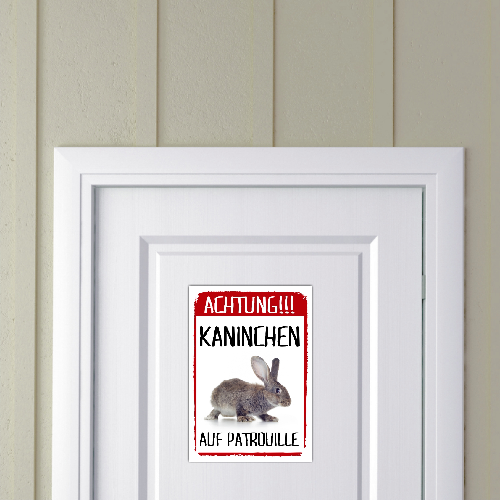 Kaninchen auf Patrouille Türschild Warnschild Spruch Schild happy Design by Siviwonder
