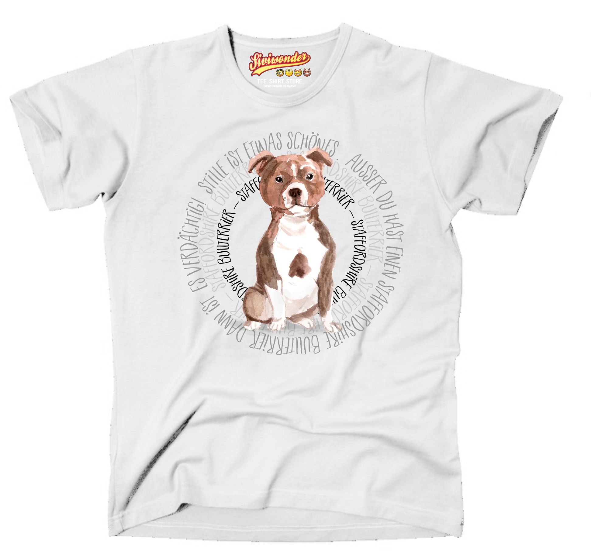 STAFFORDSHIRE BULLTERRIER UNISEX T-SHIRT CIRCLE Watercolor by SIVIWONDER