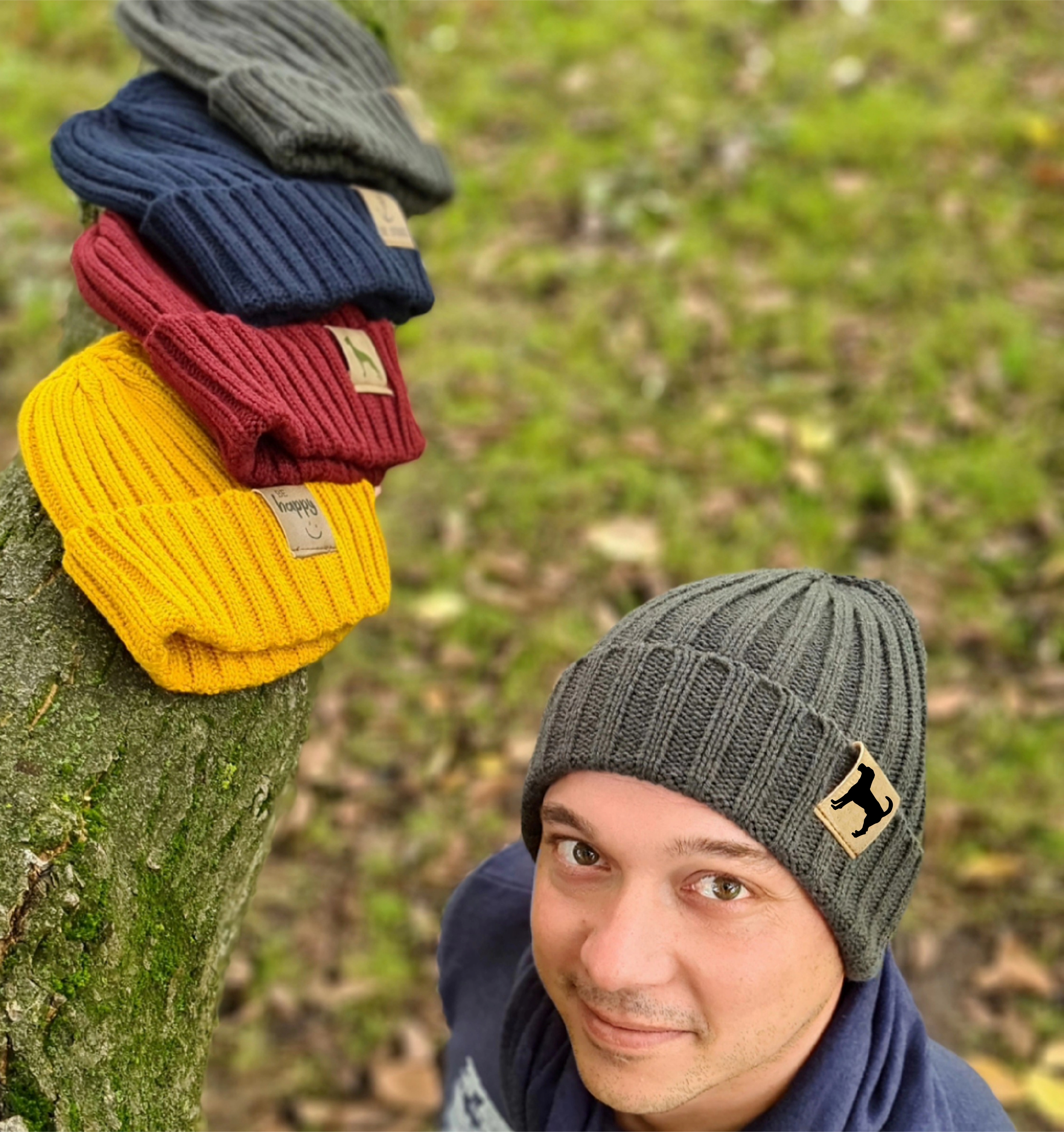 Strickmütze "Parson Russell Terrier"  Beanie Mütze Urban Witzig Spruch Warm Winter Herbst Farben