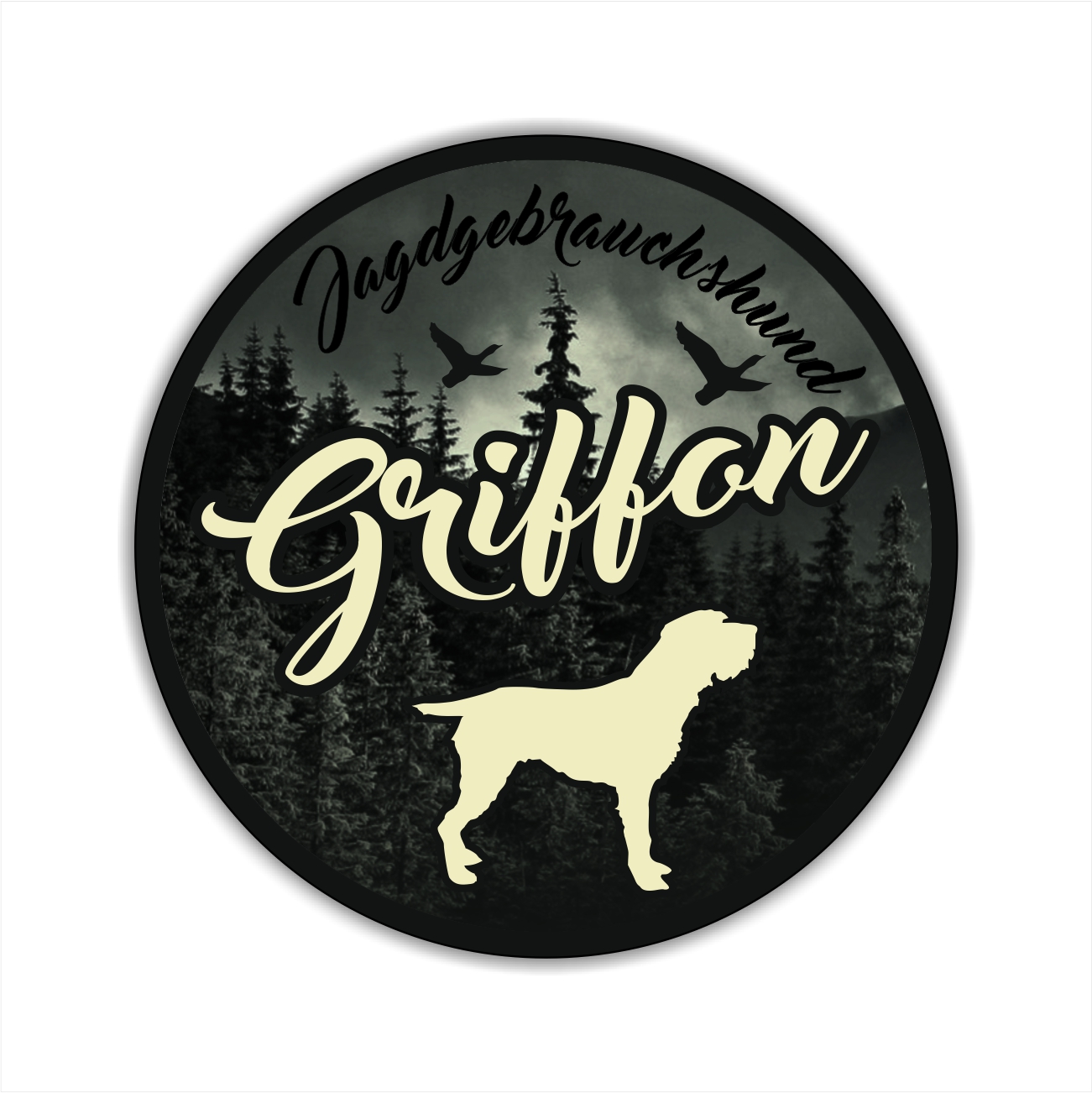 Griffon Korthals  Jäger Jagdhund Aufkleber Digitaldruck Motiv