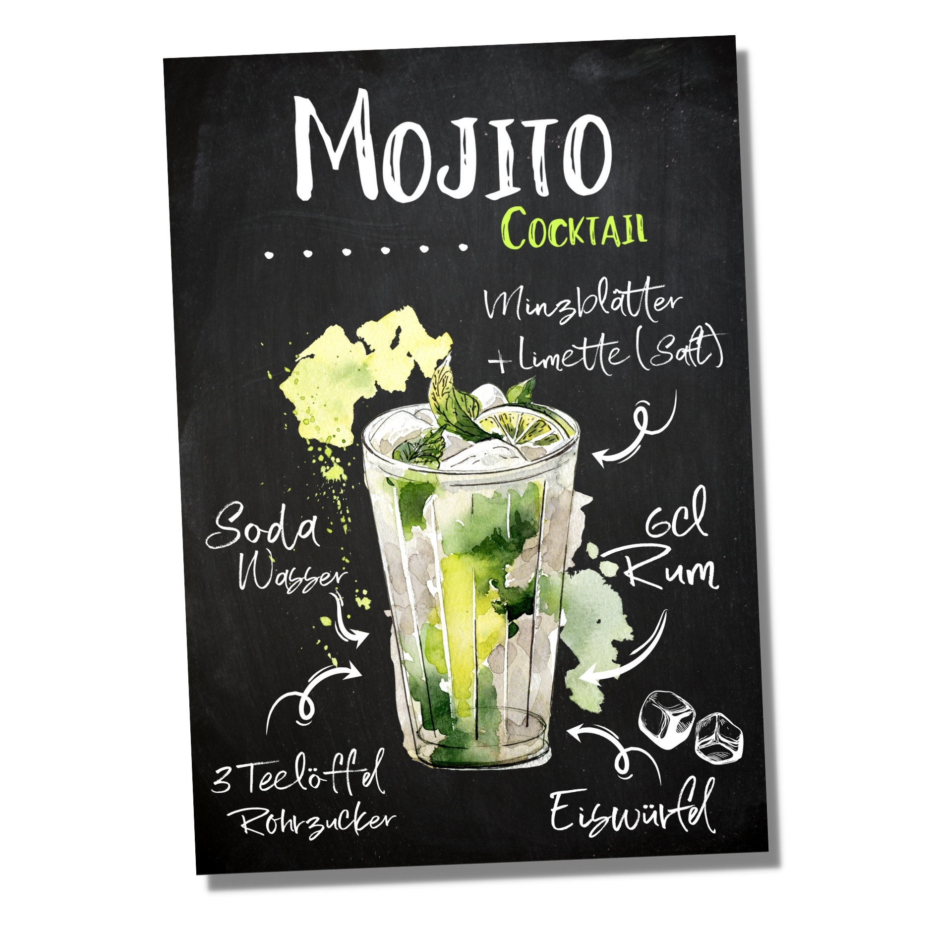 Mojito Rum Rezept Schild für deinen Partykeller Türschild Warnschild Privatgrundstück lustiges Spaß Schild  happy Design by Siviwonder