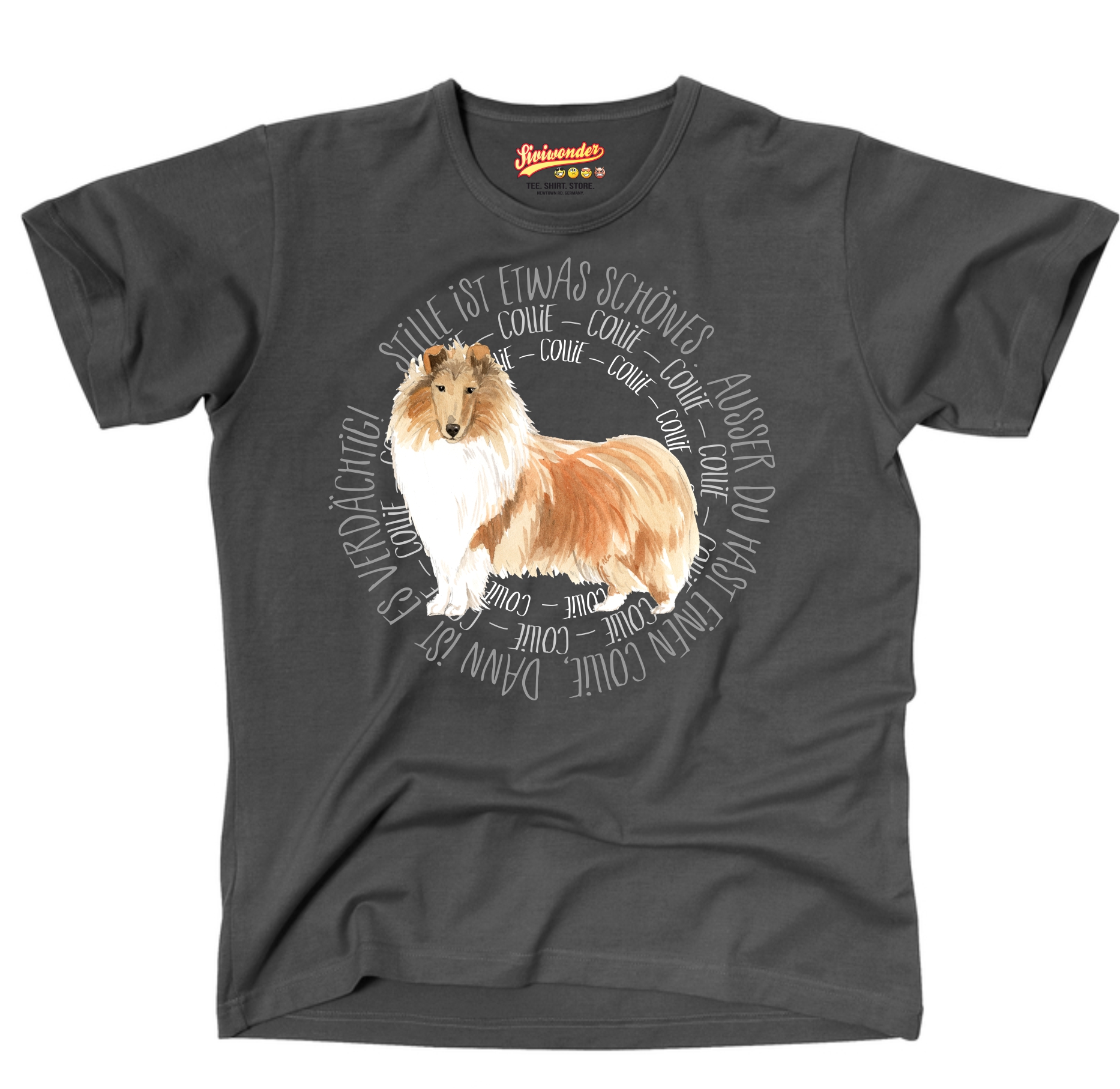 COLLIE UNISEX T-SHIRT CIRCLE Watercolor by SIVIWONDER
