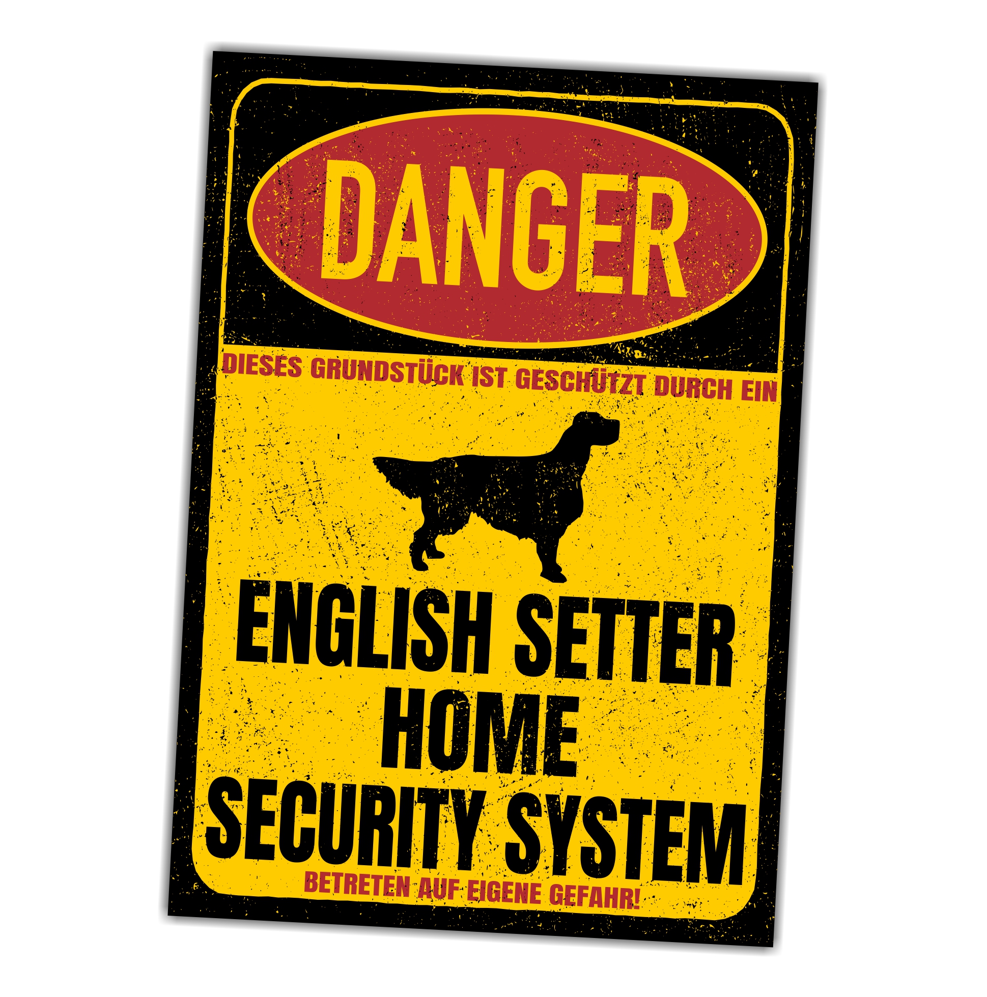English Setter Lawerack Laverack Llewellin Dog Türschild Danger Security System Warnschild Hund