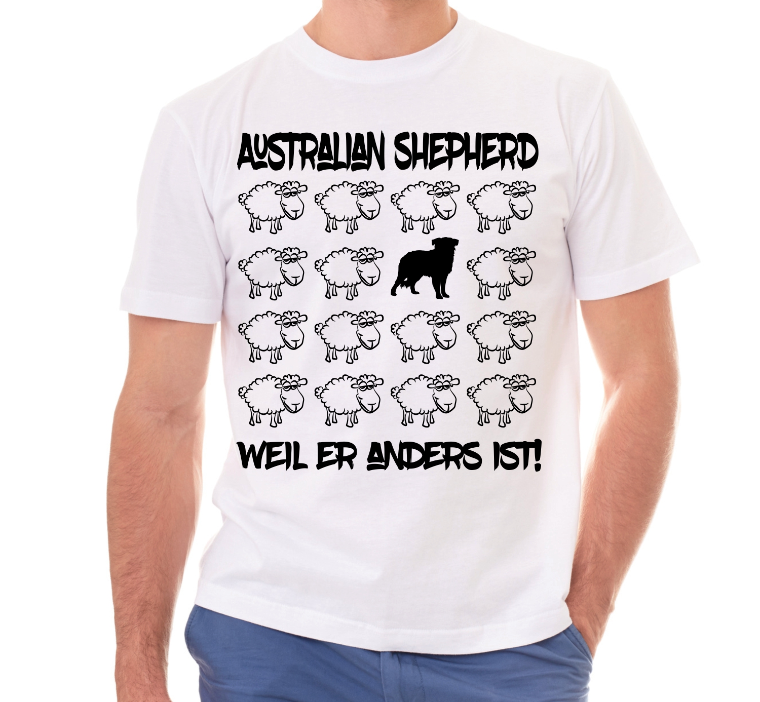 AUSTRALIAN SHEPHERD UNISEX T-SHIRT BLACK SHEEP by SIVIWONDER