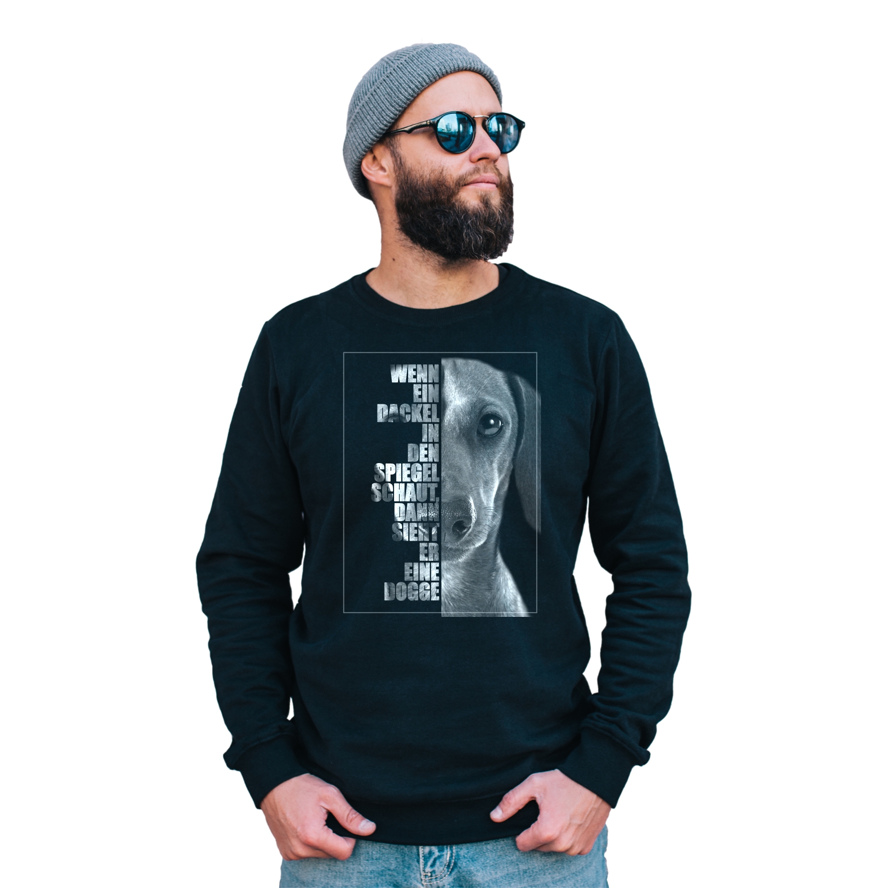 Dackel Sweatshirt Pullover Face Hundemotiv Teckel Dachshund Wiener Dog