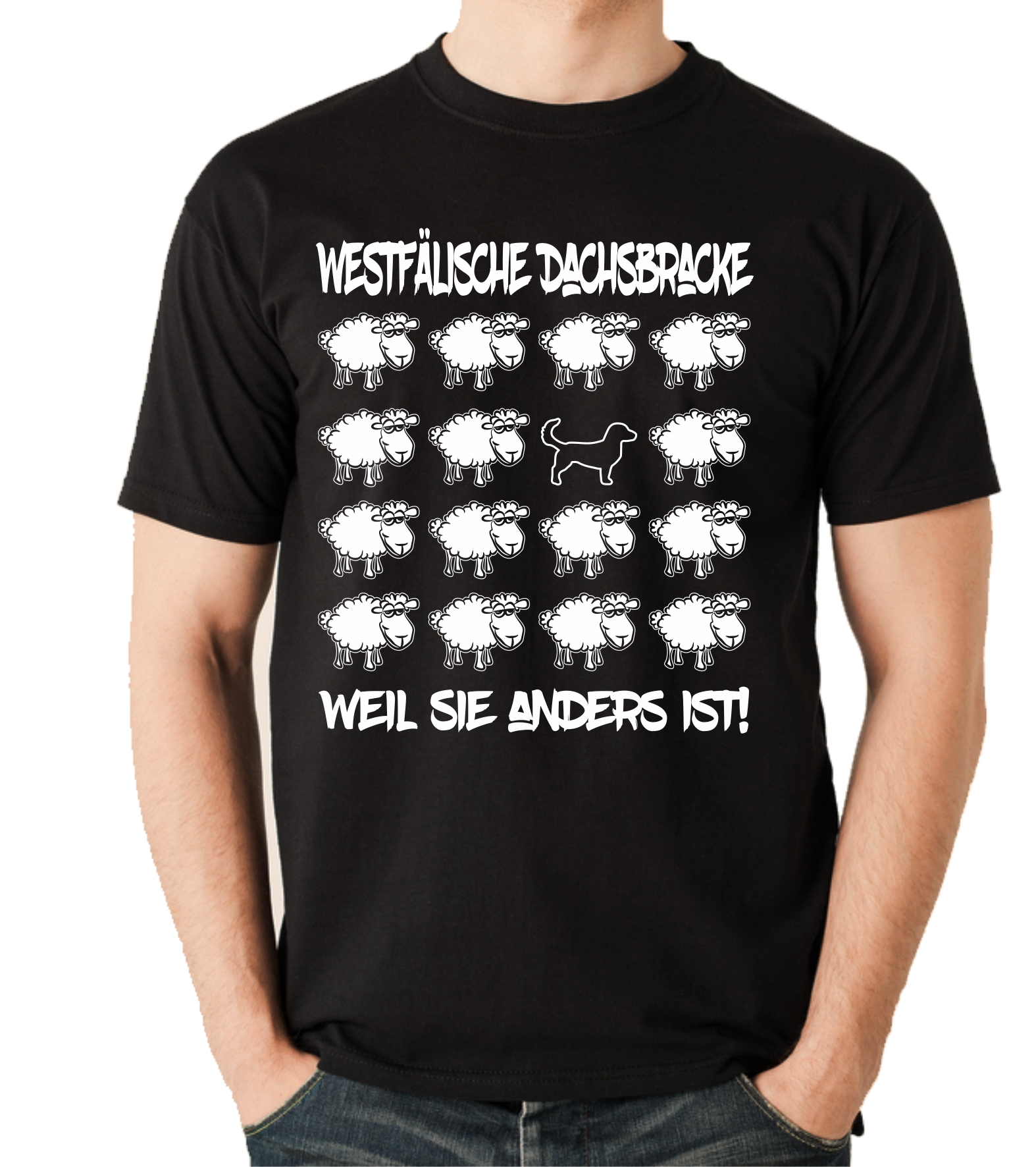 WESTFÄLISCHE DACHSBRACKE UNISEX T-SHIRT BLACK SHEEP by SIVIWONDER