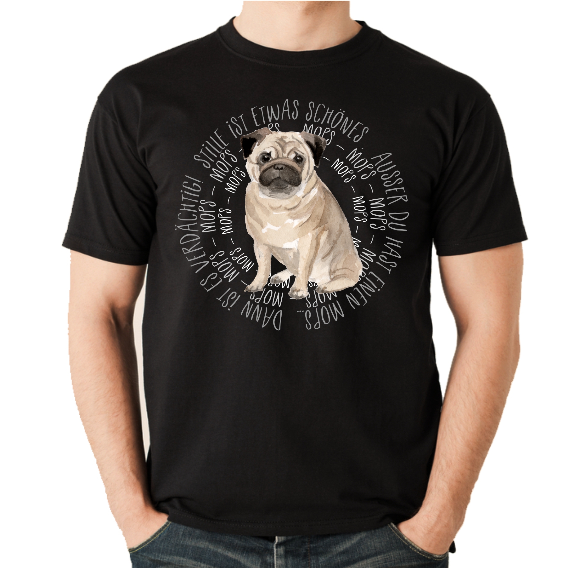 MOPS UNISEX T-SHIRT CIRCLE Watercolor by SIVIWONDER