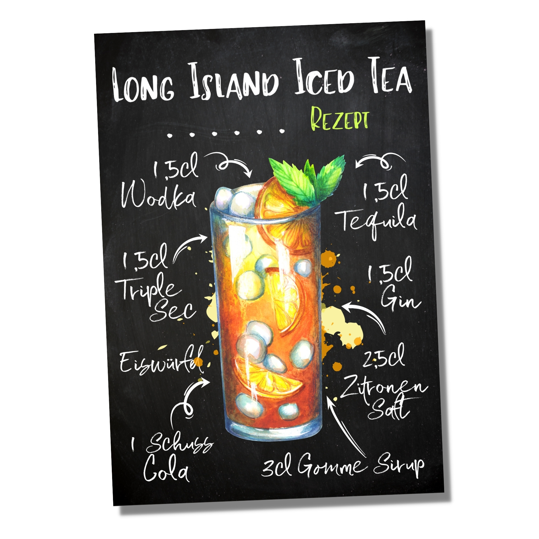 Long Island Iced Tea Rezept Schild für deinen Partykeller Türschild Warnschild Privatgrundstück lustiges Spaß Schild  happy Design by Siviwonder