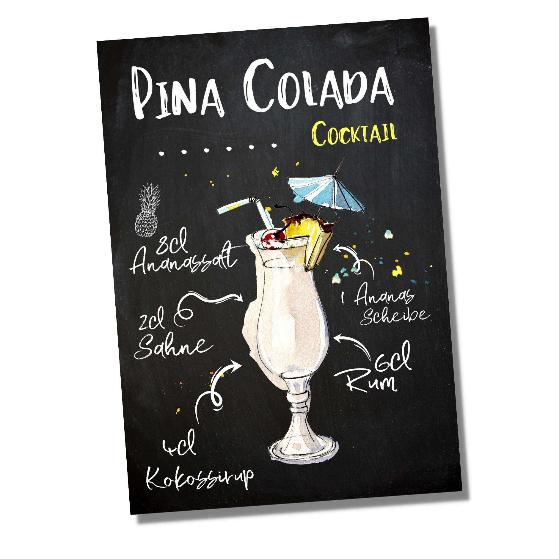 Pina Colada Rezept Schild für deinen Partykeller Türschild Warnschild Privatgrundstück lustiges Spaß Schild  happy Design by Siviwonder