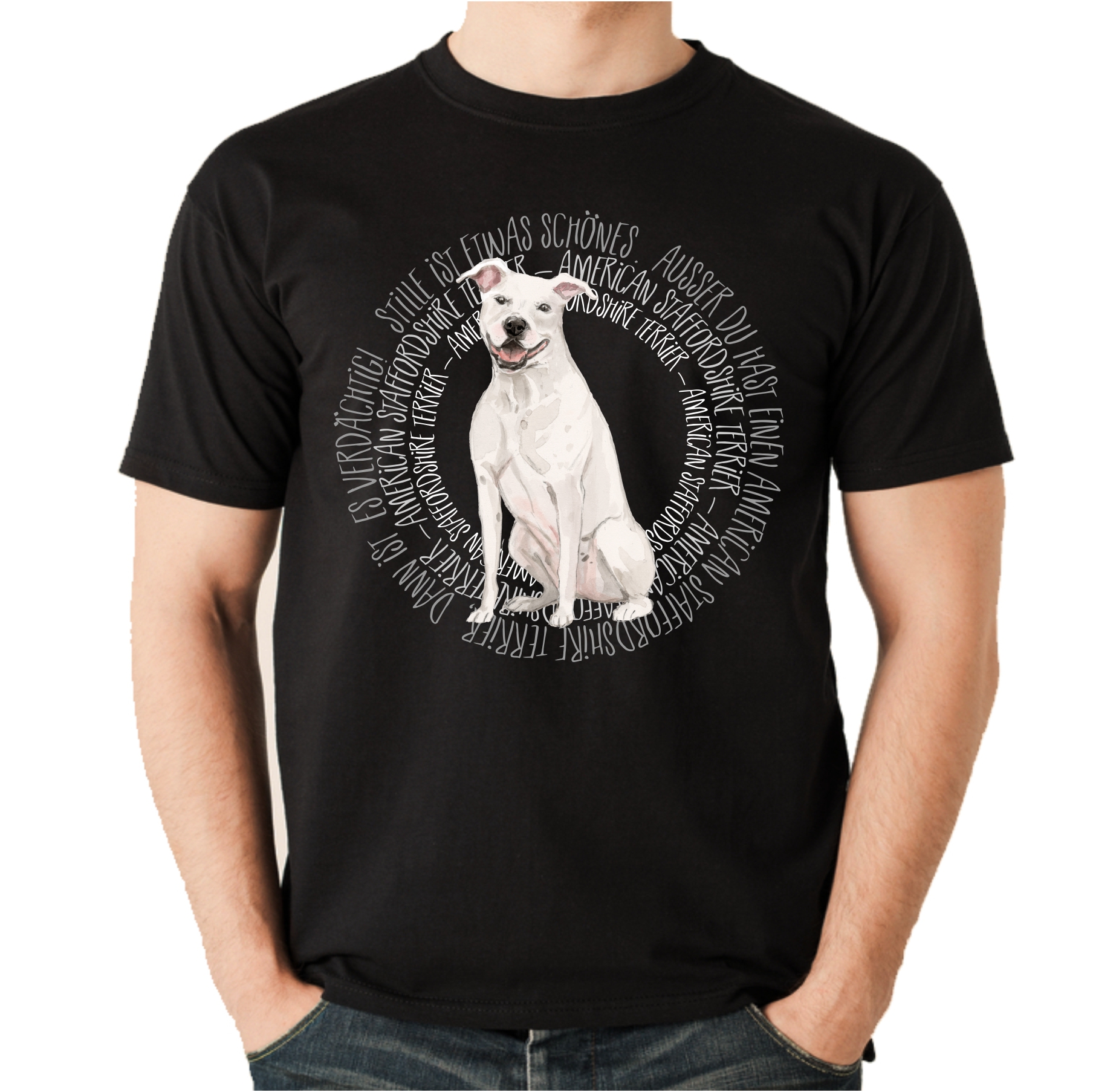 AMERCIAN STAFFORDSHIRE TERRIER UNISEX T-SHIRT CIRCLE Watercolor by SIVIWONDER