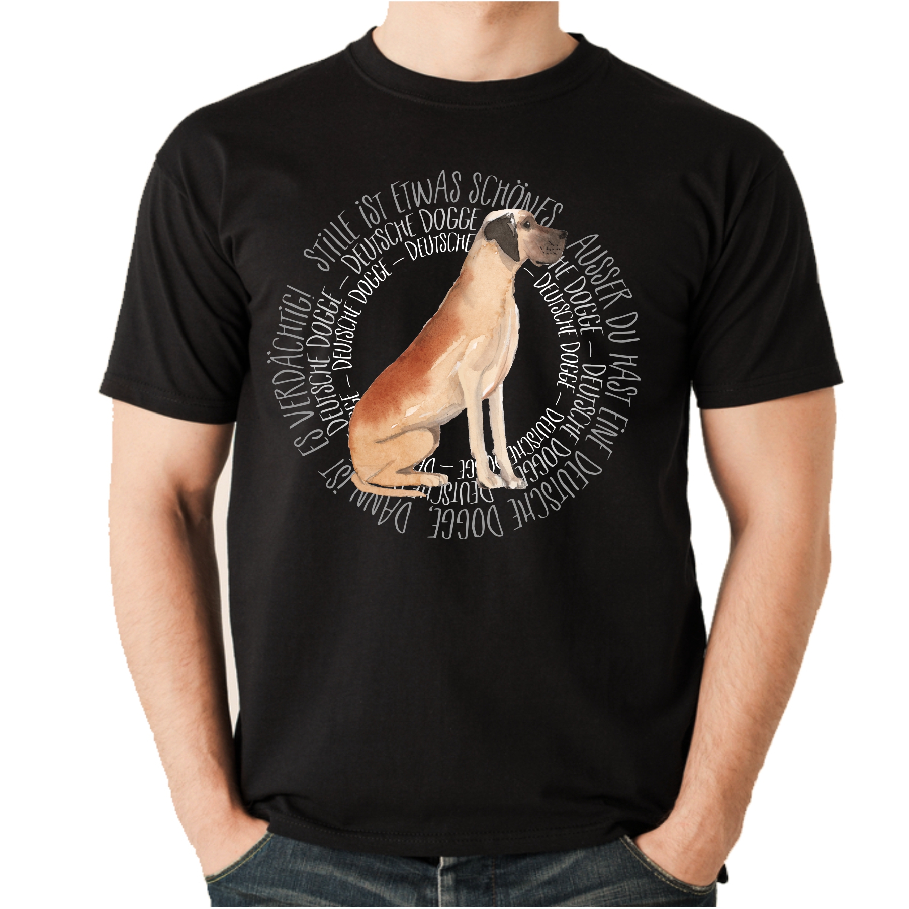 DEUTSCHE DOGGE UNISEX T-SHIRT CIRCLE Watercolor by SIVIWONDER