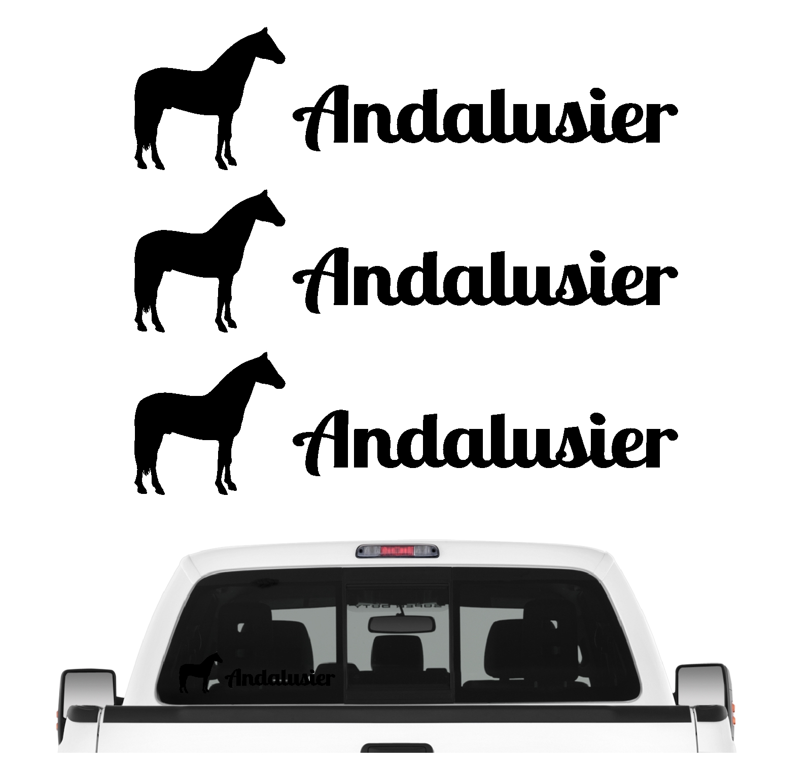 Andalusier Sportpferd spanisches Pferd Warmblut Dressur Springen Freizeit Hohe Schule  Aufkleber 3er Set Pferdeaufkleber Pferd reiten Auto Folie by SIVIWONDER