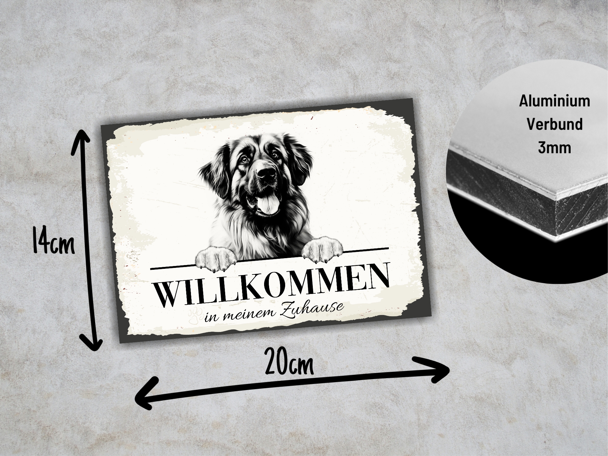 Hundeschild Willkommen Zuhause  Leonberger Leo Schild Achtung Spruch