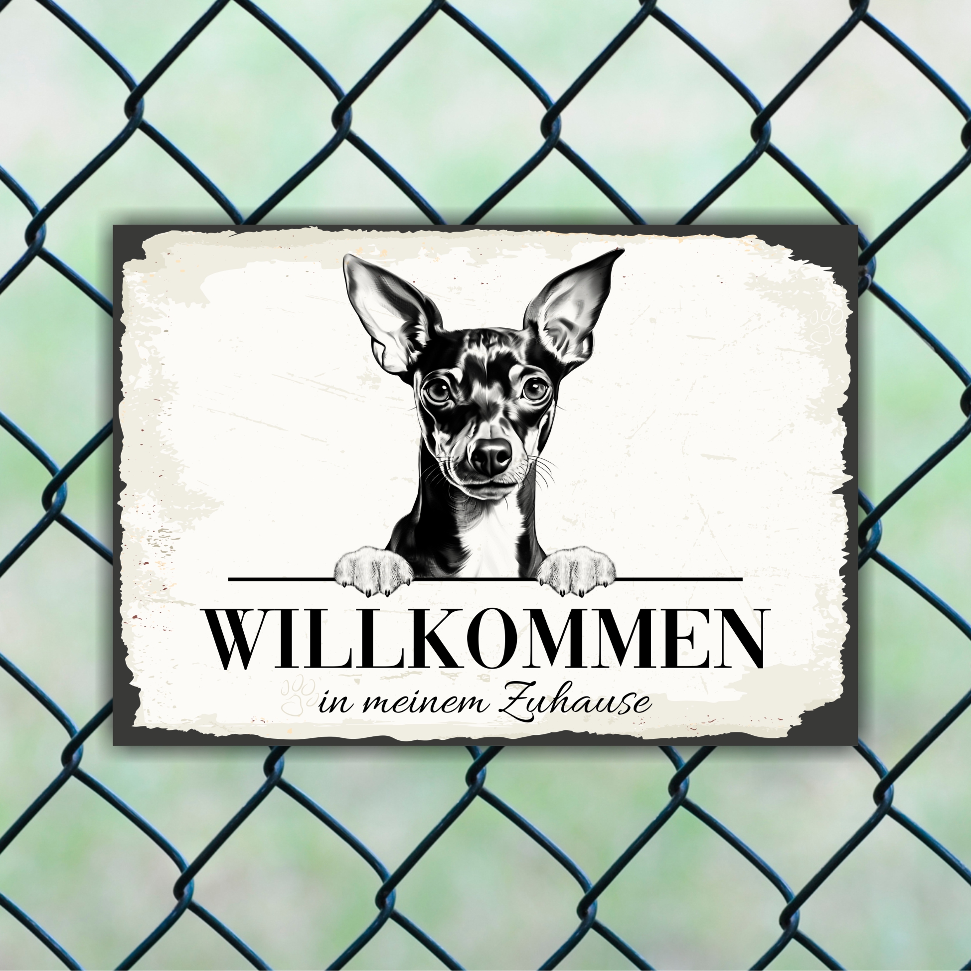 Hundeschild Willkommen Zuhause Zwergpinscher Pinscher Schild Achtung
