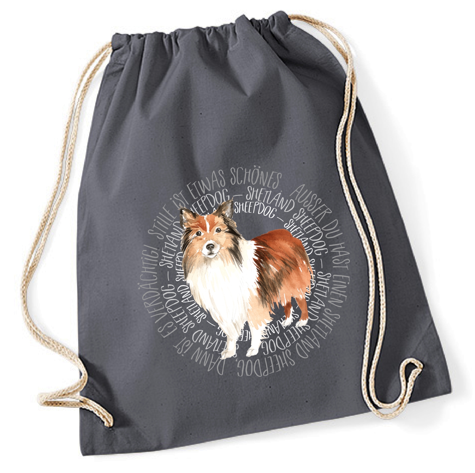 SHETLAND SHEEPDOG TURNBEUTEL CIRCLE Watercolor by SIVIWONDER
