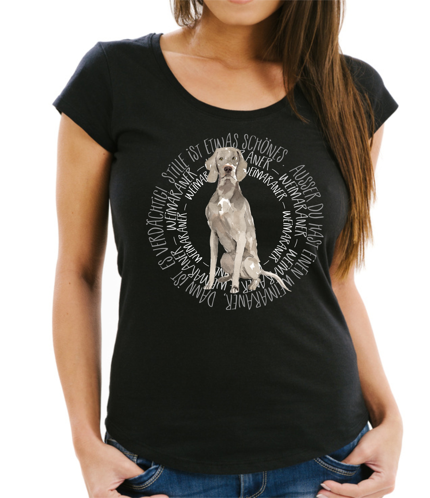 WEIMARANER DAMEN T-SHIRT CIRCLE Watercolor by SIVIWONDER