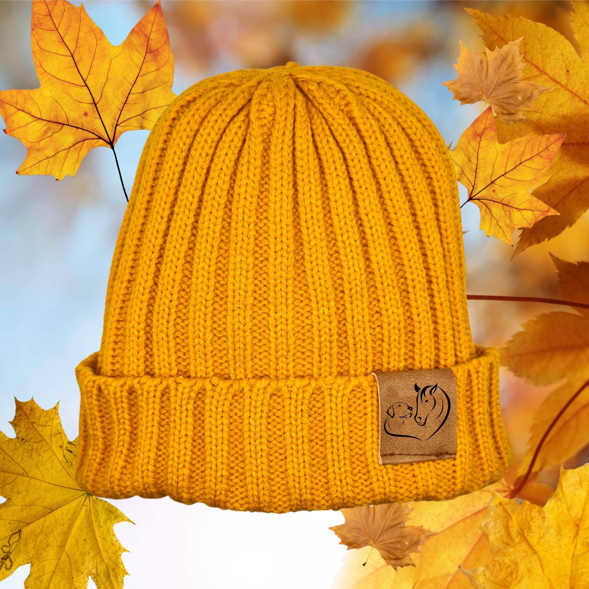 Strickmütze Hund Pferd Herz Liebe  Brandzeichen Pferd reiten Beanie Mütze Urban Witzig Spruch Warm Winter Herbst Farben