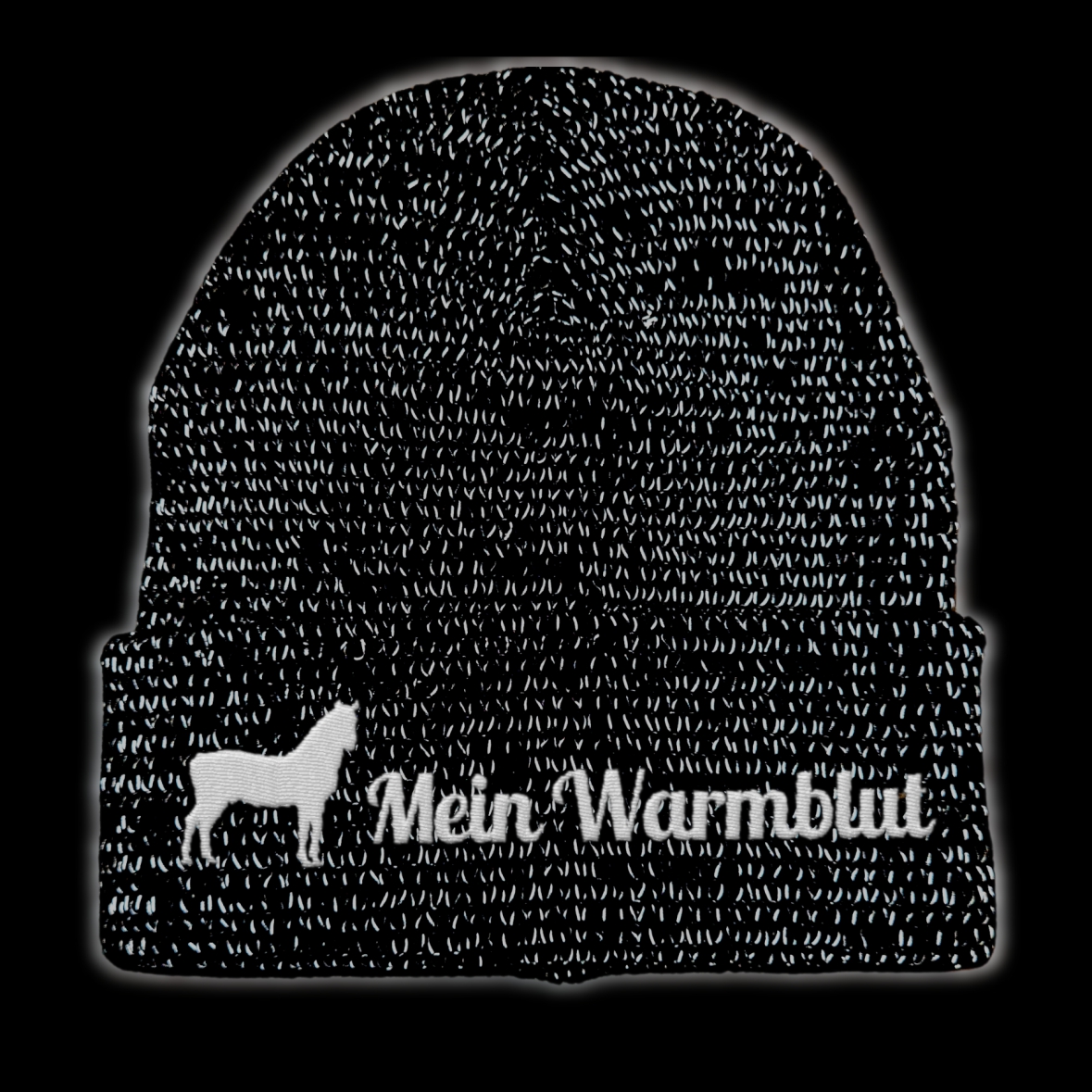 Warmblut reflektierende Mütze Stickerei Pferd Winter Strickmütze reflex Beanie warm
