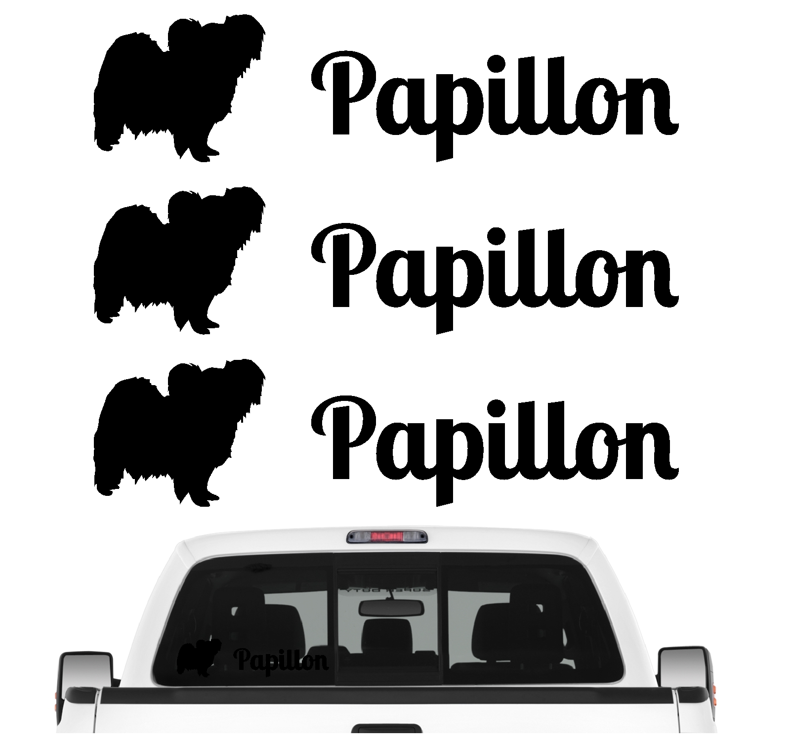 Papillon Zwergspaniel Aufkleber 3er Set Hundeaufkleber Hundemotiv Hund Folie