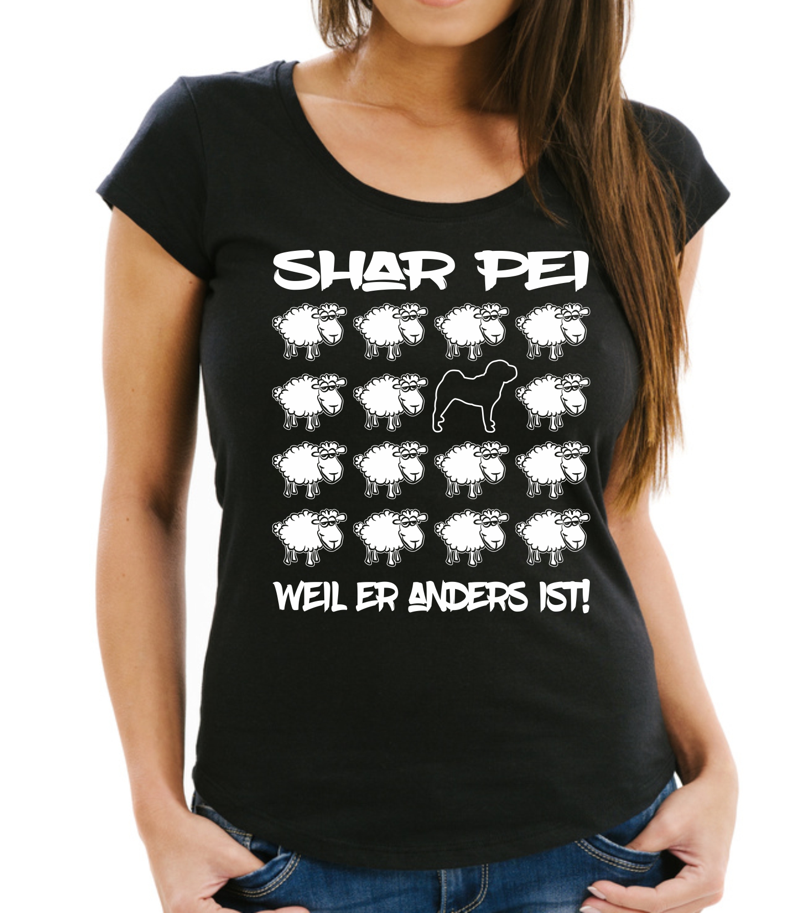 SHAR PEI DAMEN T-SHIRT BLACK SHEEP by SIVIWONDER