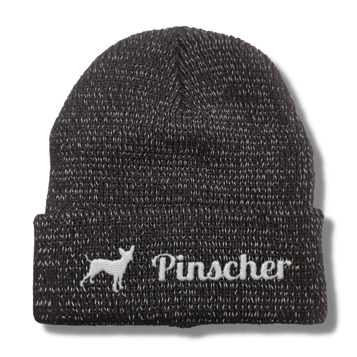 Pinscher reflektierende Mütze Stickerei Hund Winter Strickmütze reflex Beanie warm kalt