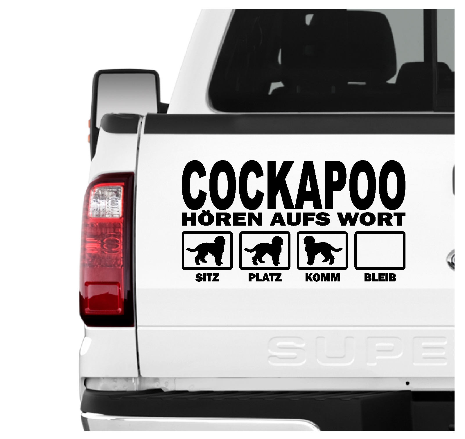 Cockapoo Poo Cocker Spaniel Pudel Mischling Mix  Dog  Hört aufs Wort Hunde Aufkleber Sticker Autoaufkleber